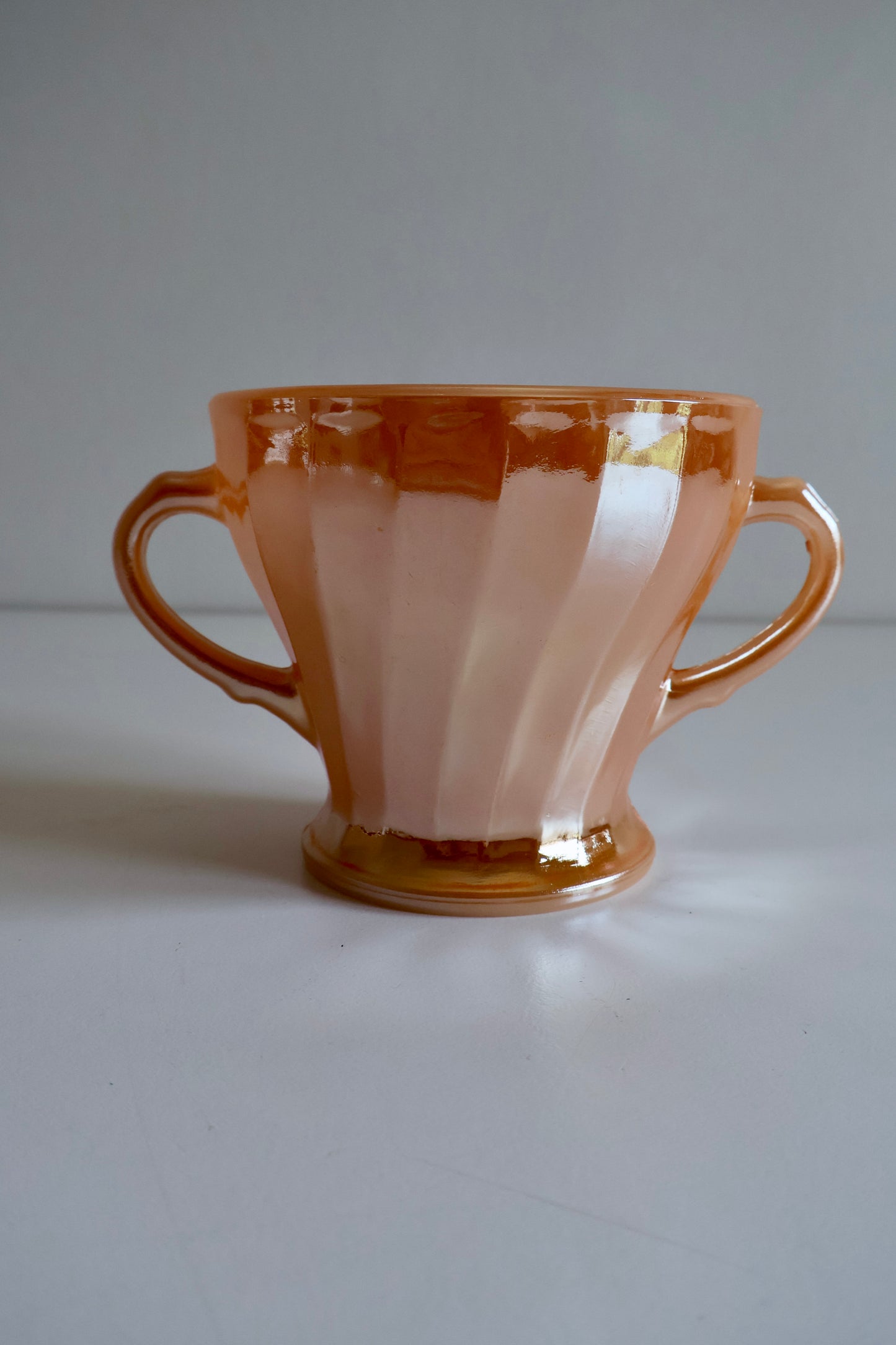 Vintage Anchor Hocking Peach Lustre Sugar Bowl