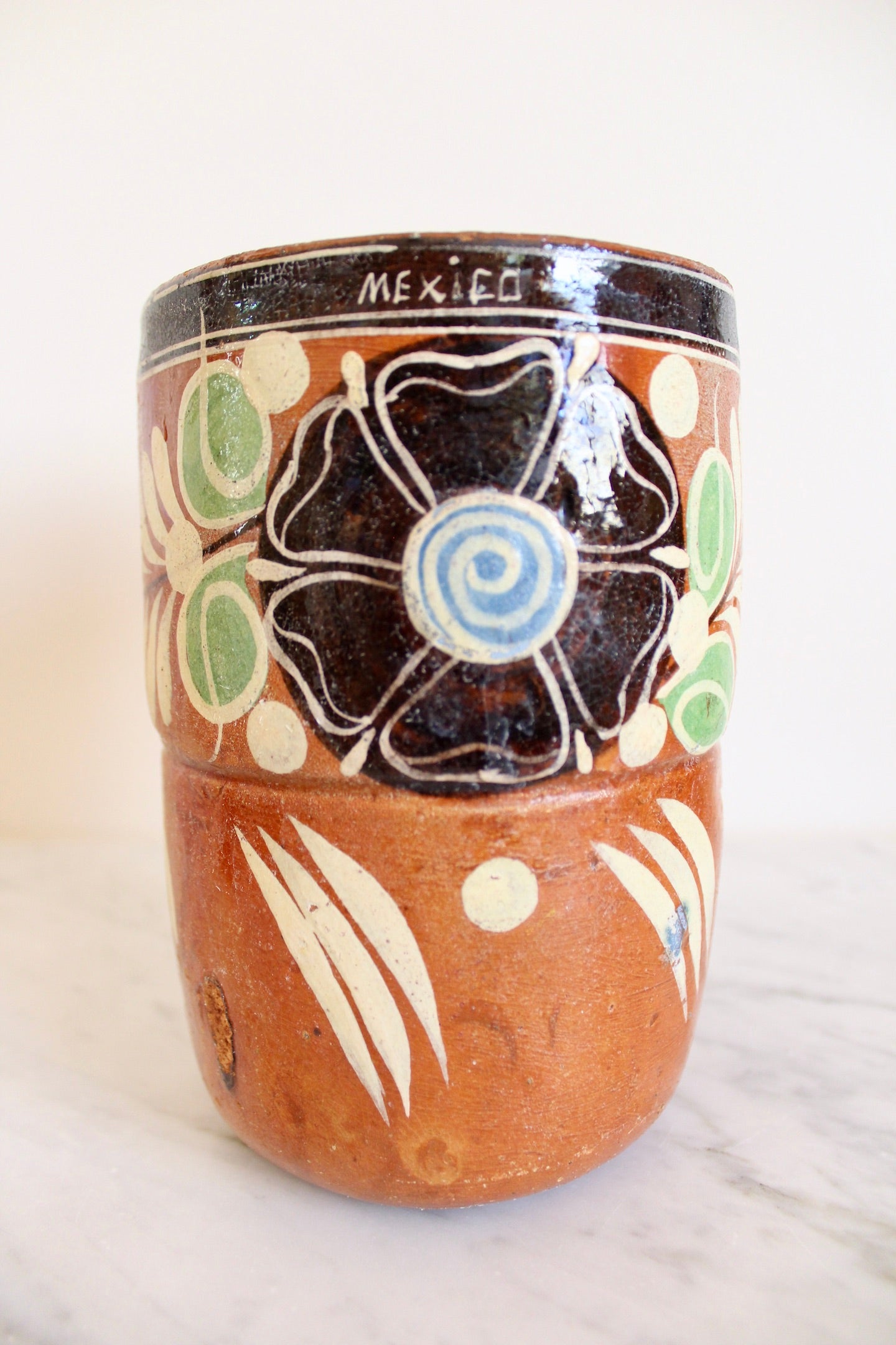 Vintage Midcentury Mexican Handmade Souvenir Mugs Set