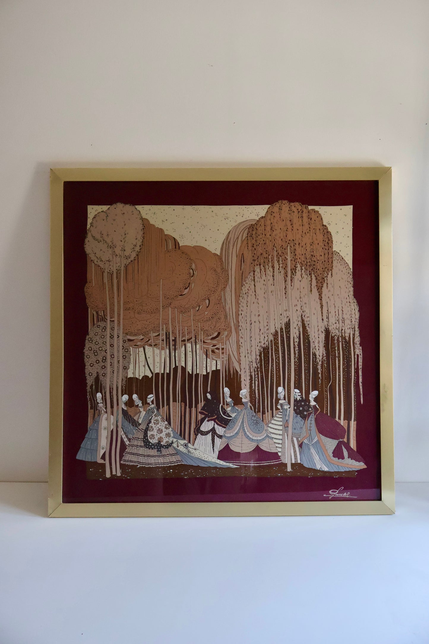 Vintage Framed Pancaldi Italian Silk Scarf