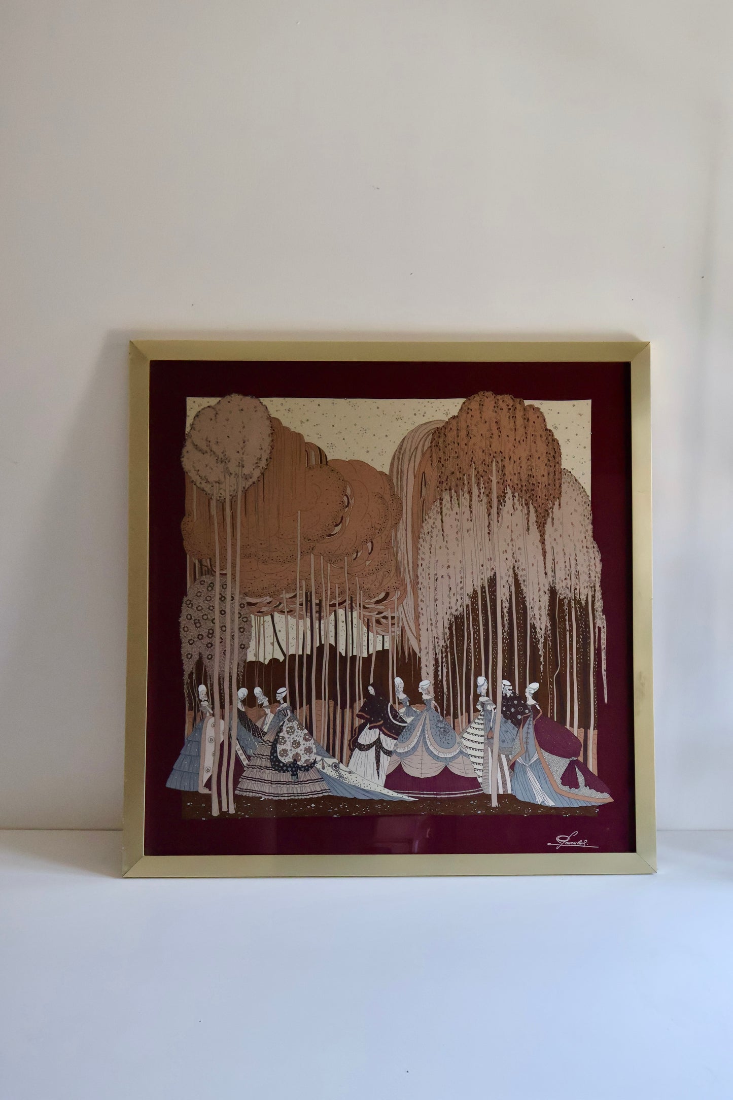 Vintage Framed Pancaldi Italian Silk Scarf