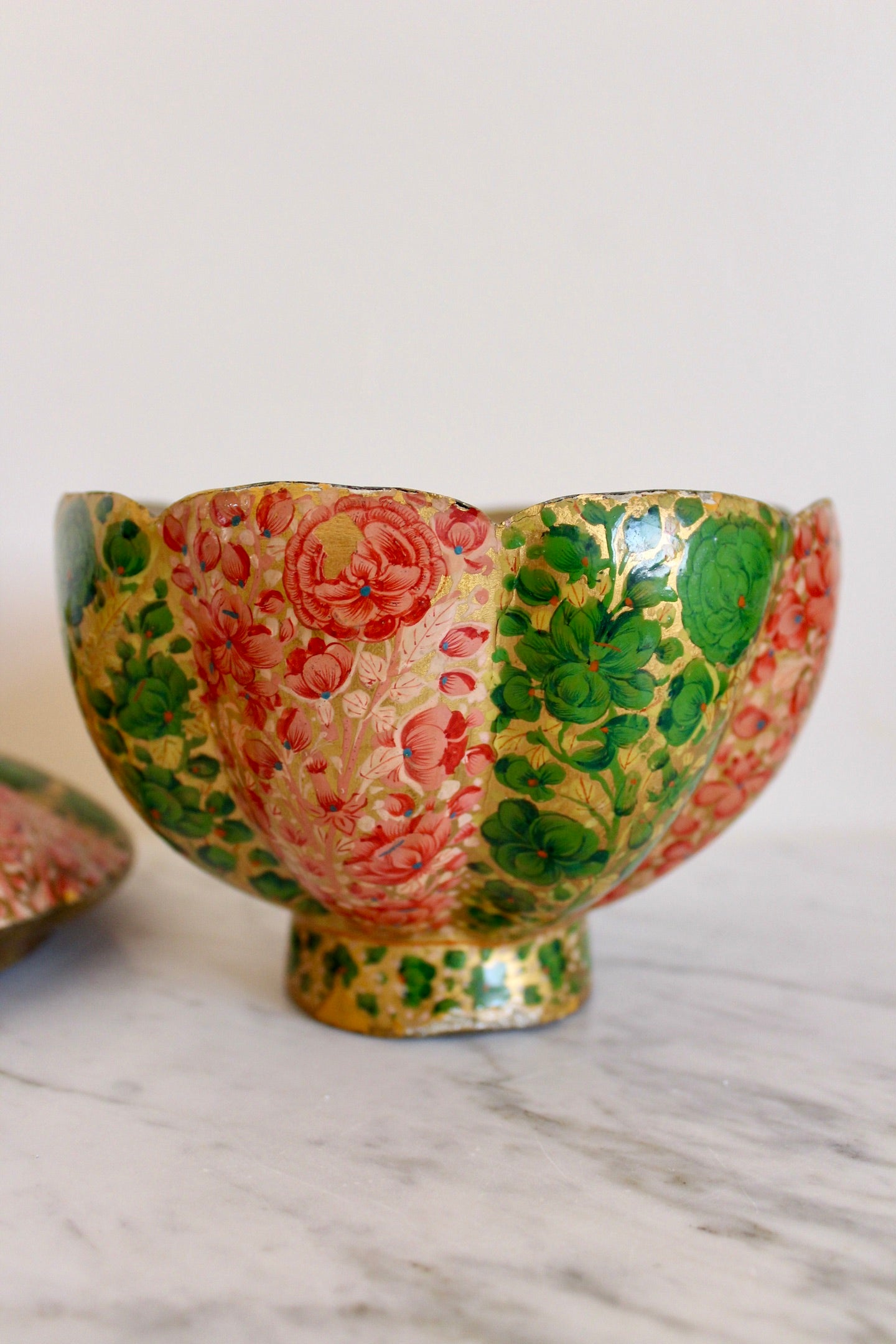 Antique Kashmiri Painted Brass and Paper Mache Jar