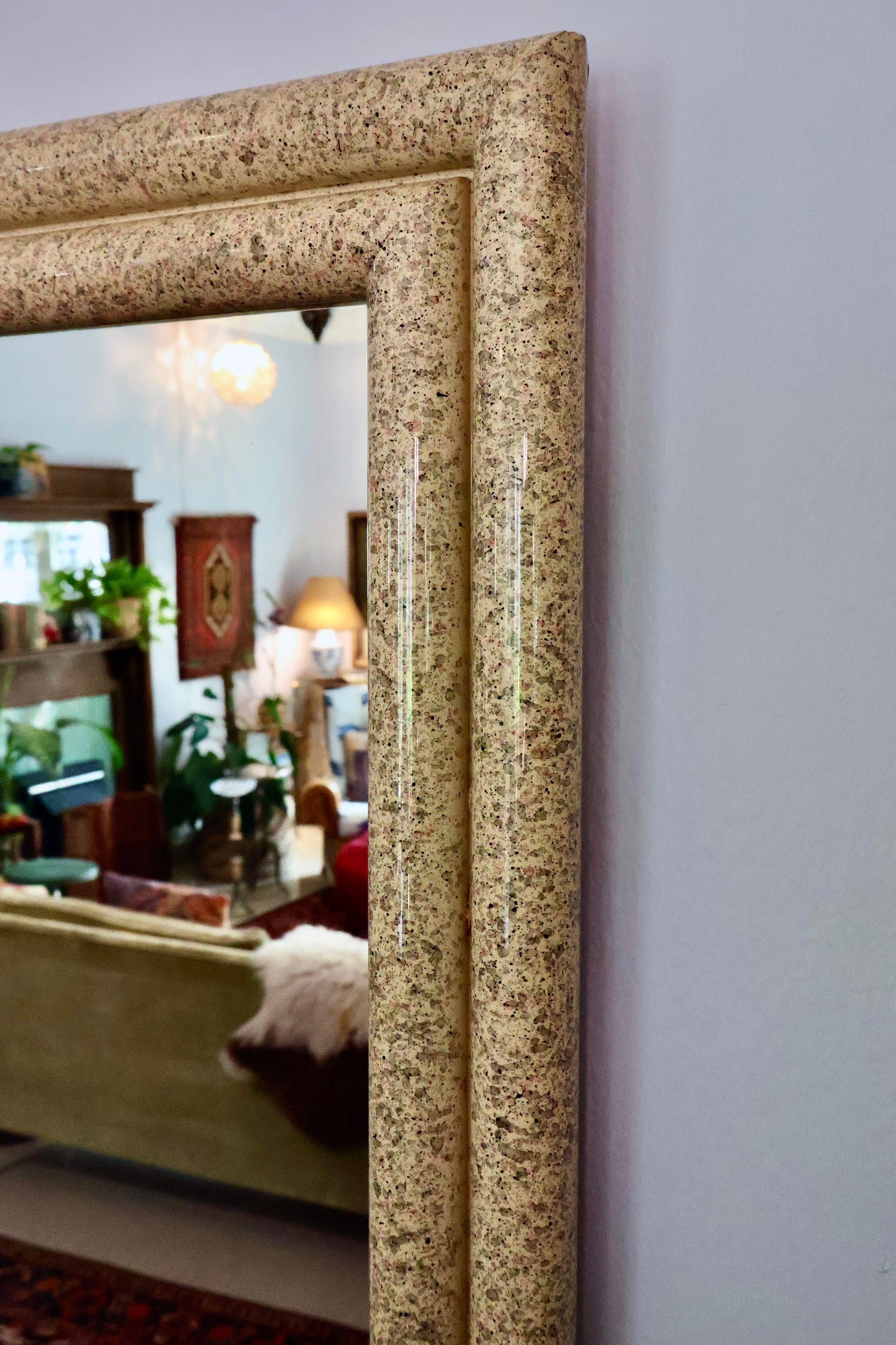 1980s Vintage Faux-Granite Framed Mirror – Framed in Kuwait