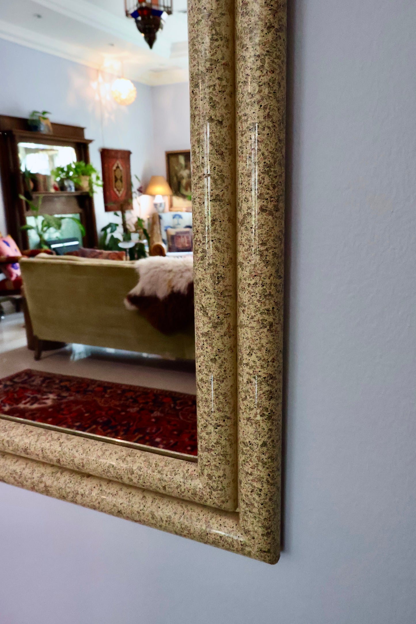 1980s Vintage Faux-Granite Framed Mirror – Framed in Kuwait