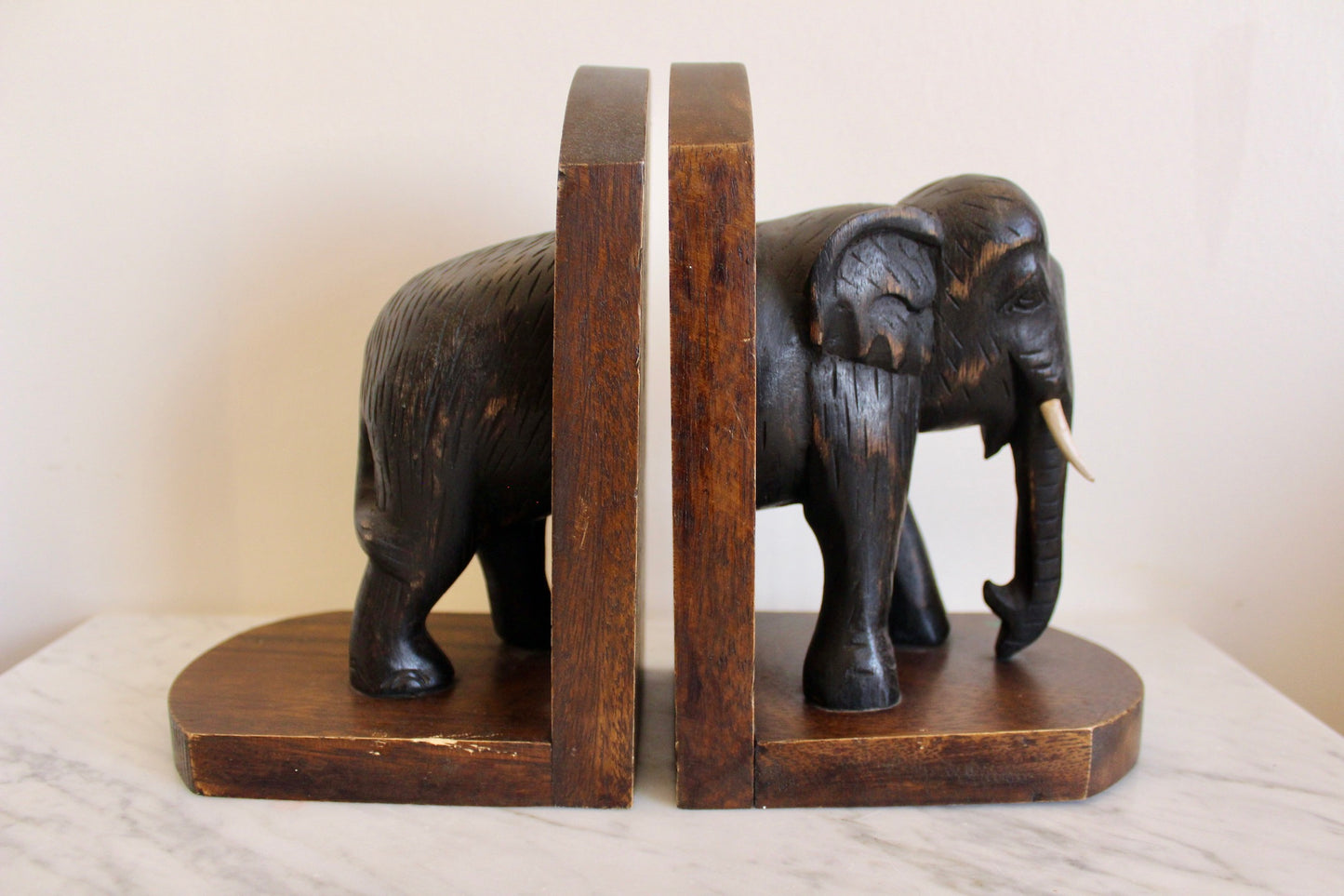 Handcarved Indian Elephant Bookends