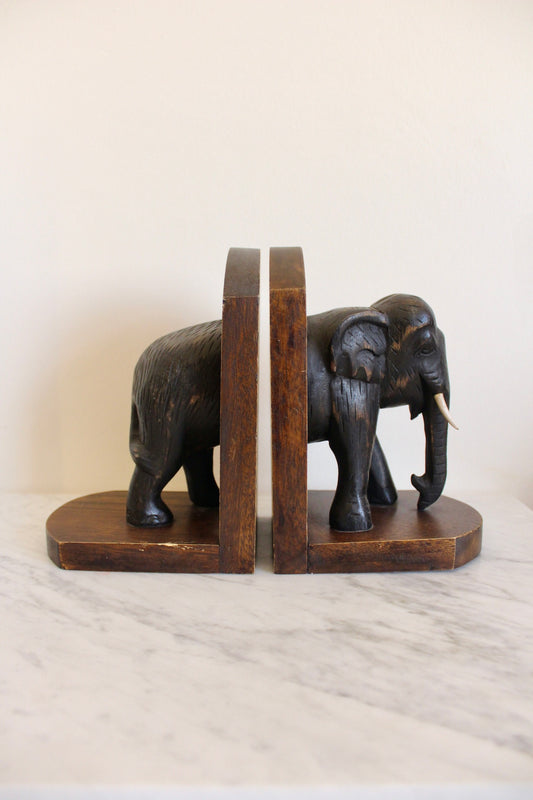 Handcarved Indian Elephant Bookends