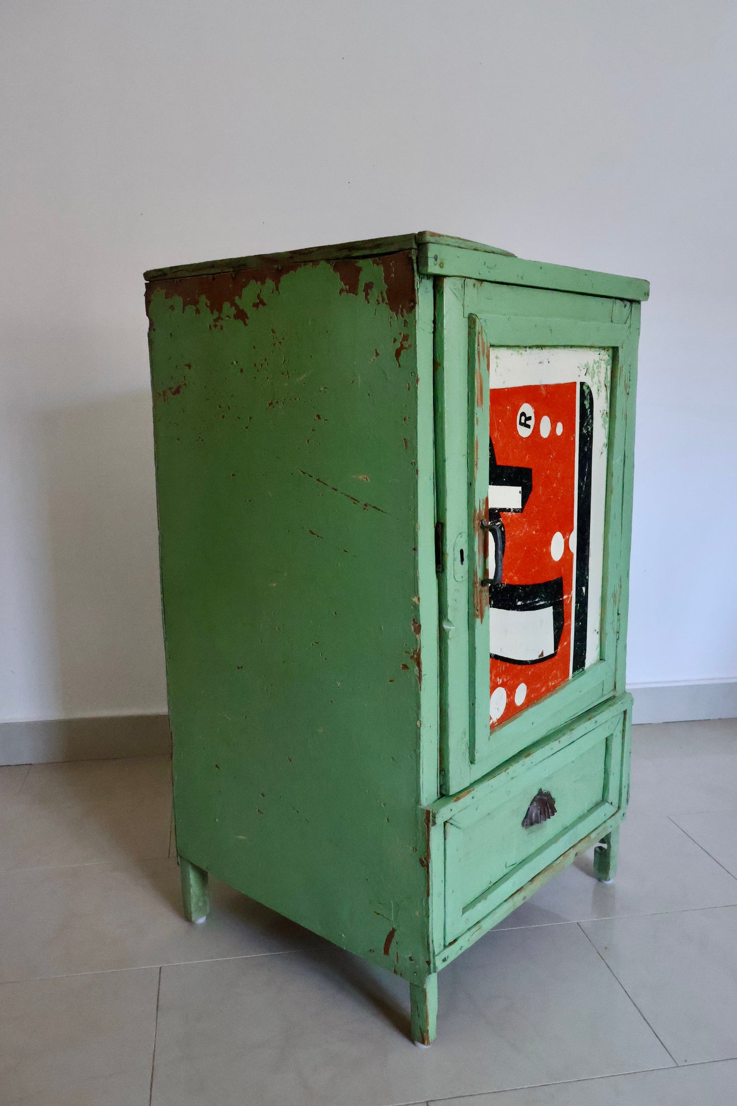Vintage Kuwait Folk Cabinet Made from Repurposed Crates & 7UP Sign