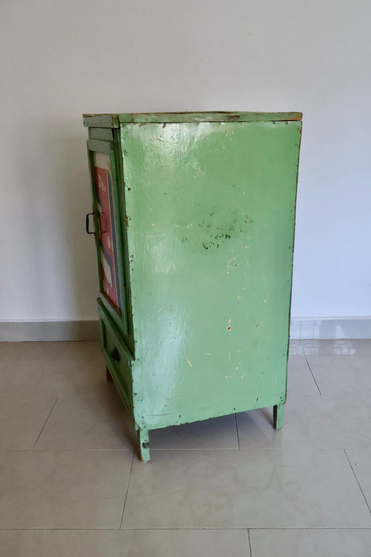 Vintage Kuwait Folk Cabinet Made from Repurposed Crates & 7UP Sign