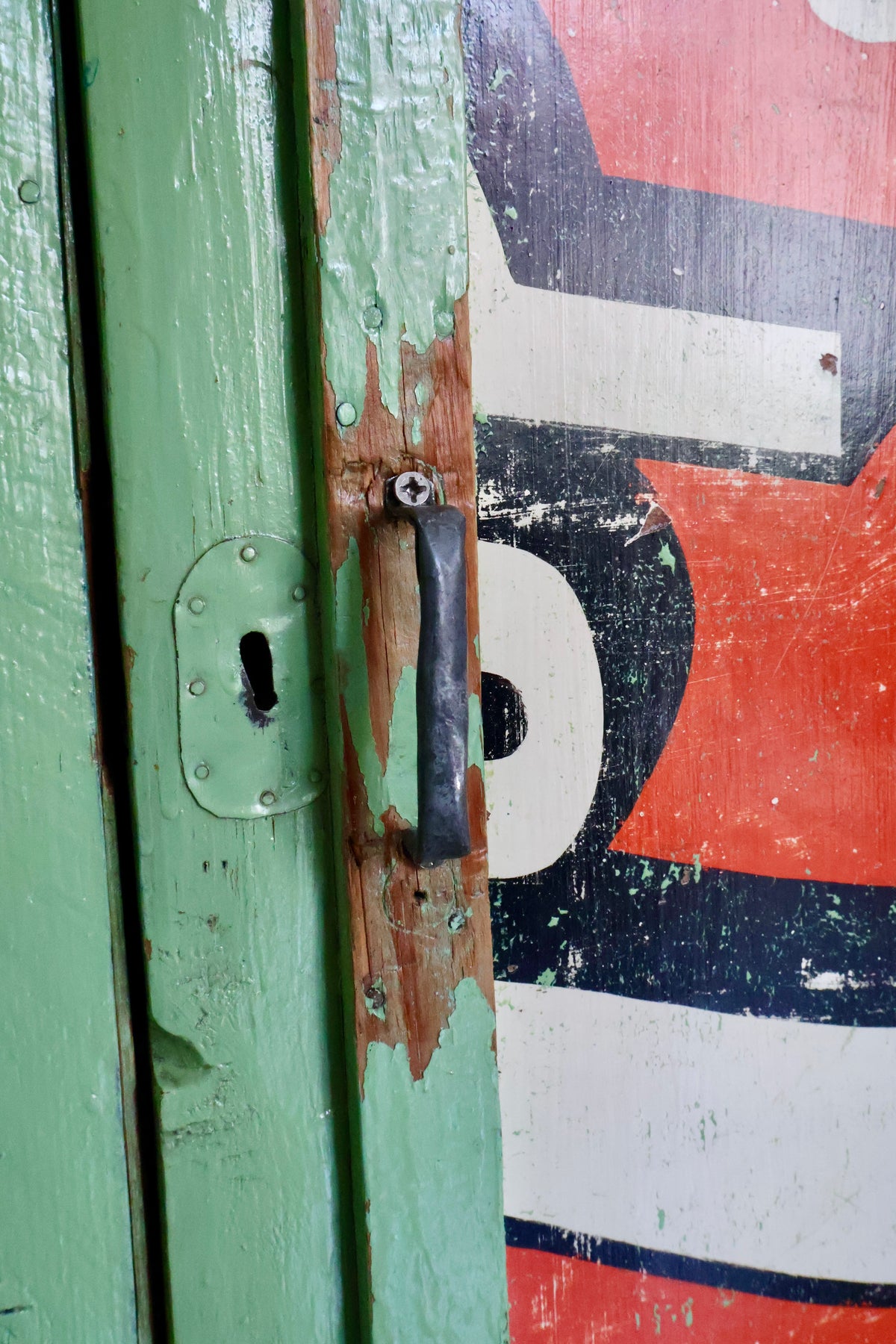 Vintage Kuwait Folk Cabinet Made from Repurposed Crates & 7UP Sign