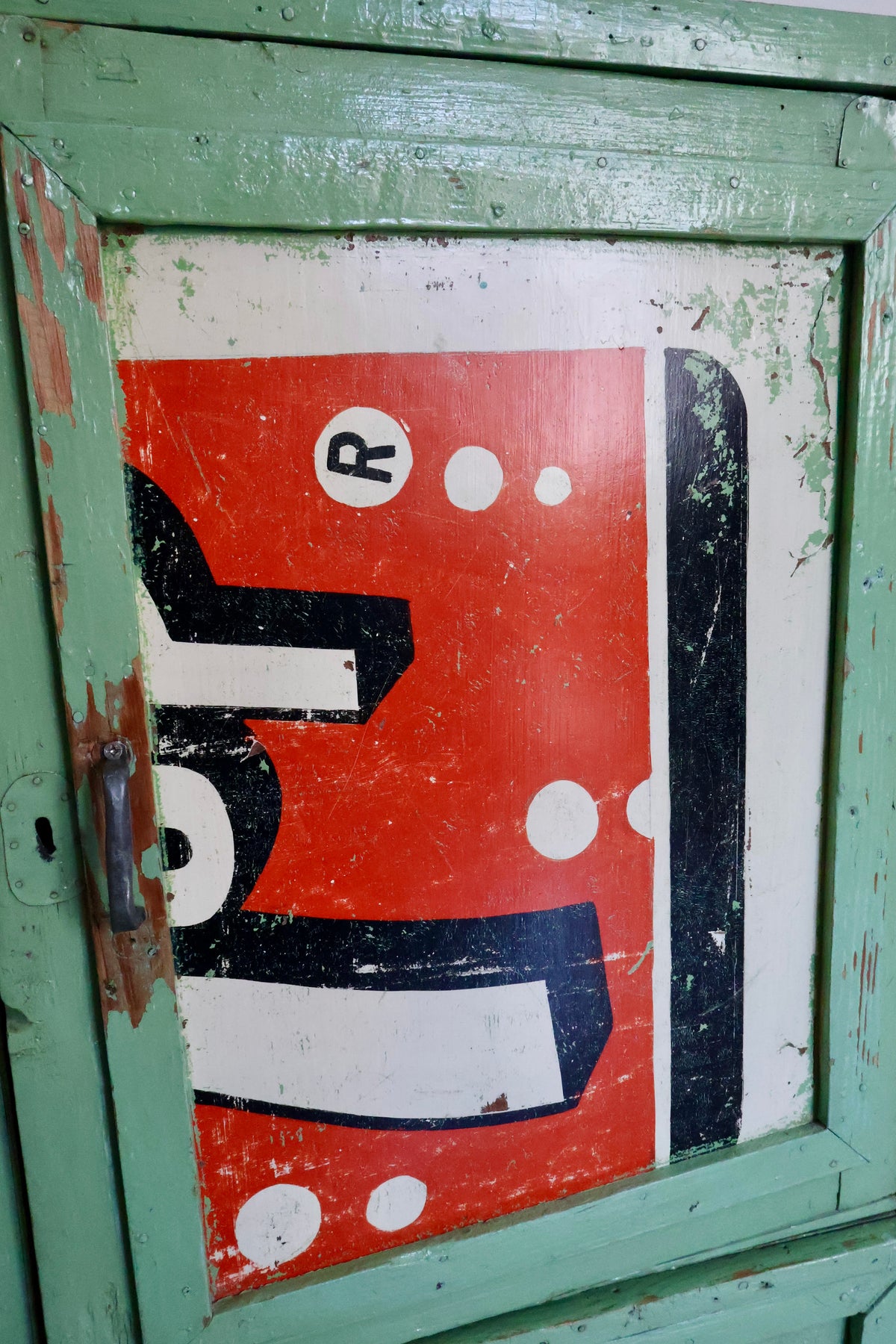 Vintage Kuwait Folk Cabinet Made from Repurposed Crates & 7UP Sign