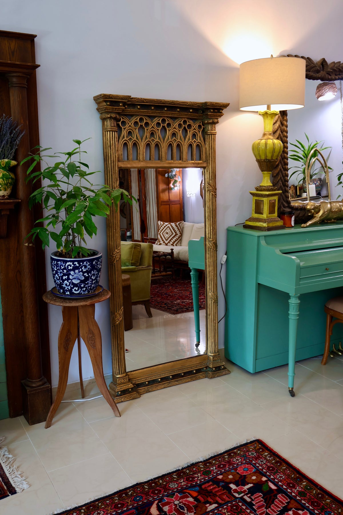 Gothic Revival Style Full-Length Mirror — 81 × 168 cm