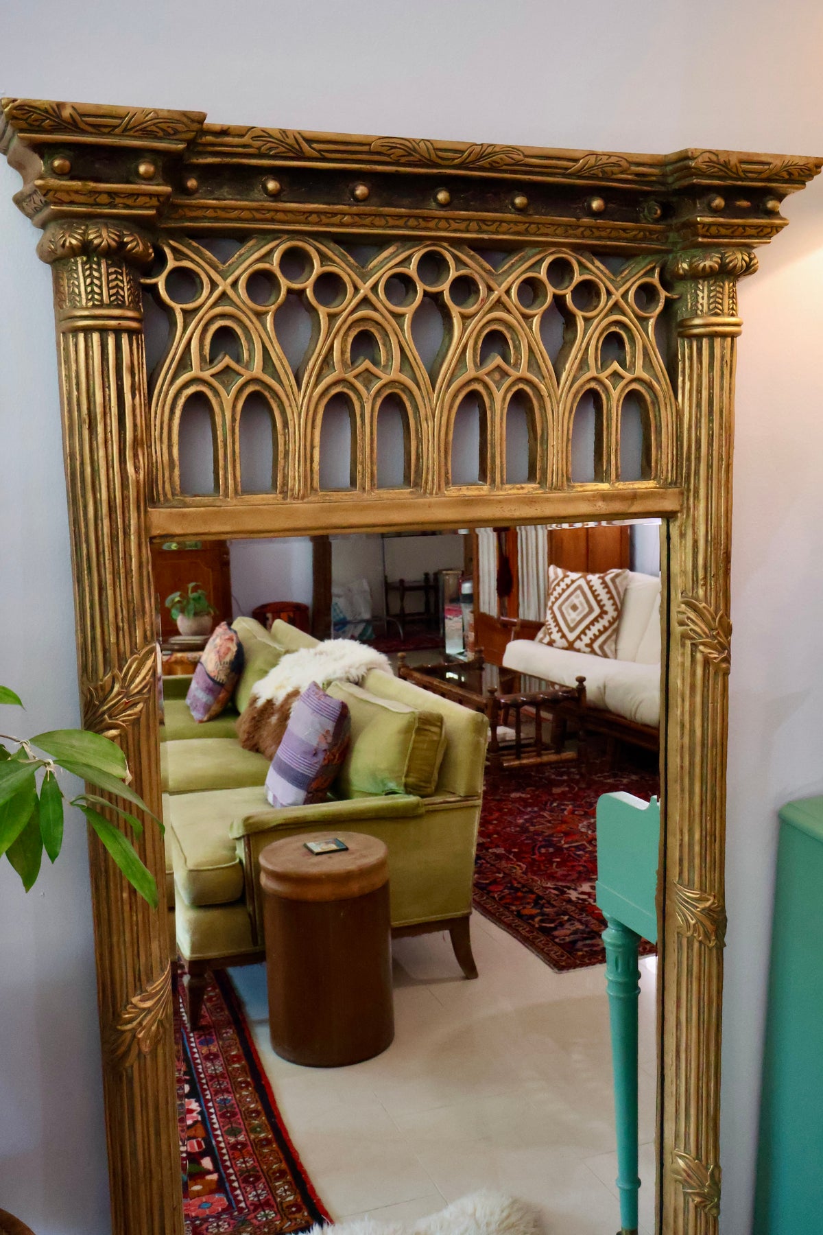 Gothic Revival Style Full-Length Mirror — 81 × 168 cm
