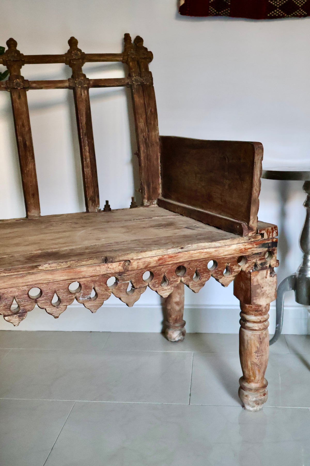 Pair of Antique Indian Carved Wood Benches – Circa 1900