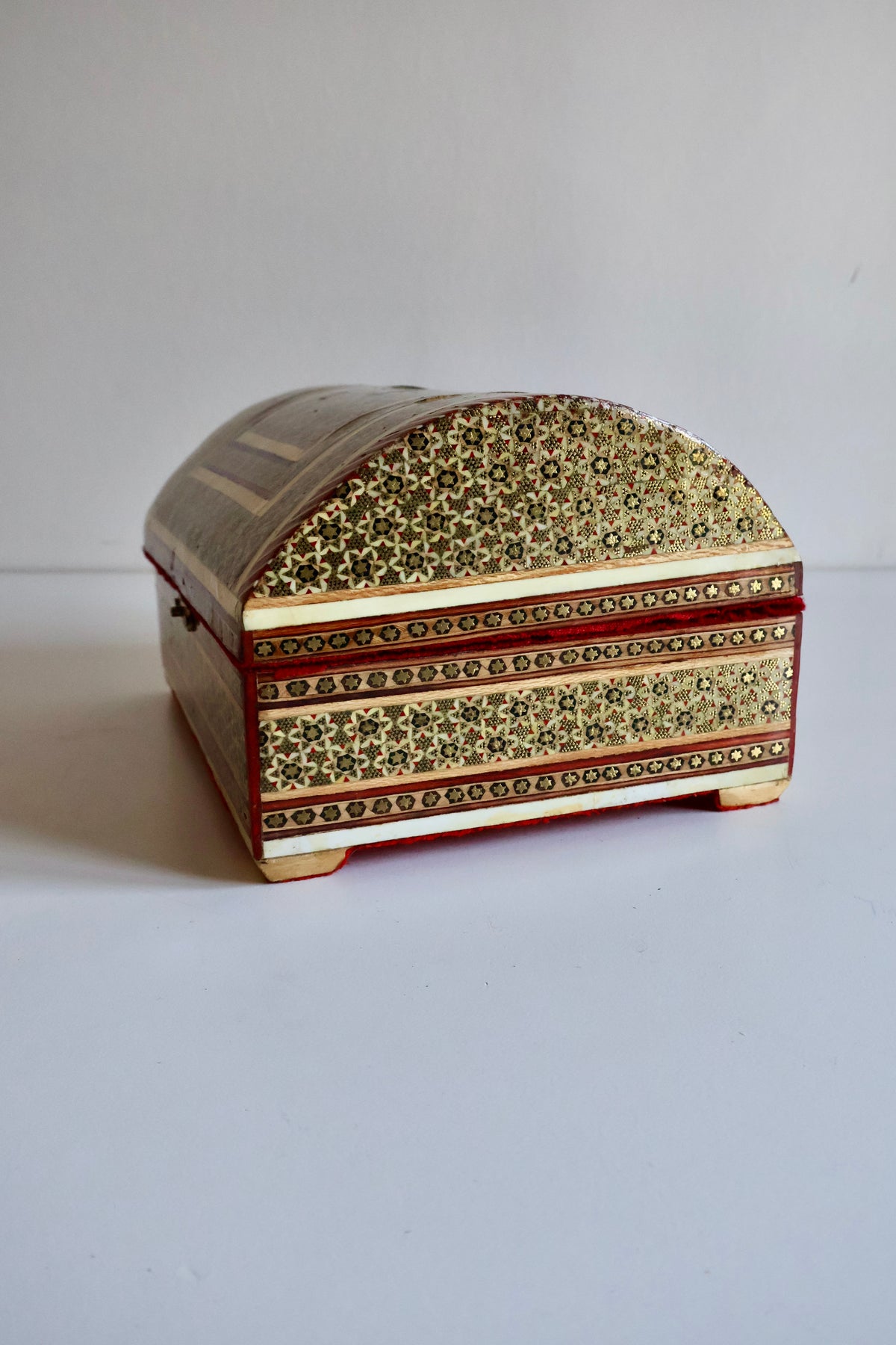 Vintage Persian Khatam Kari Domed Jewelry Box