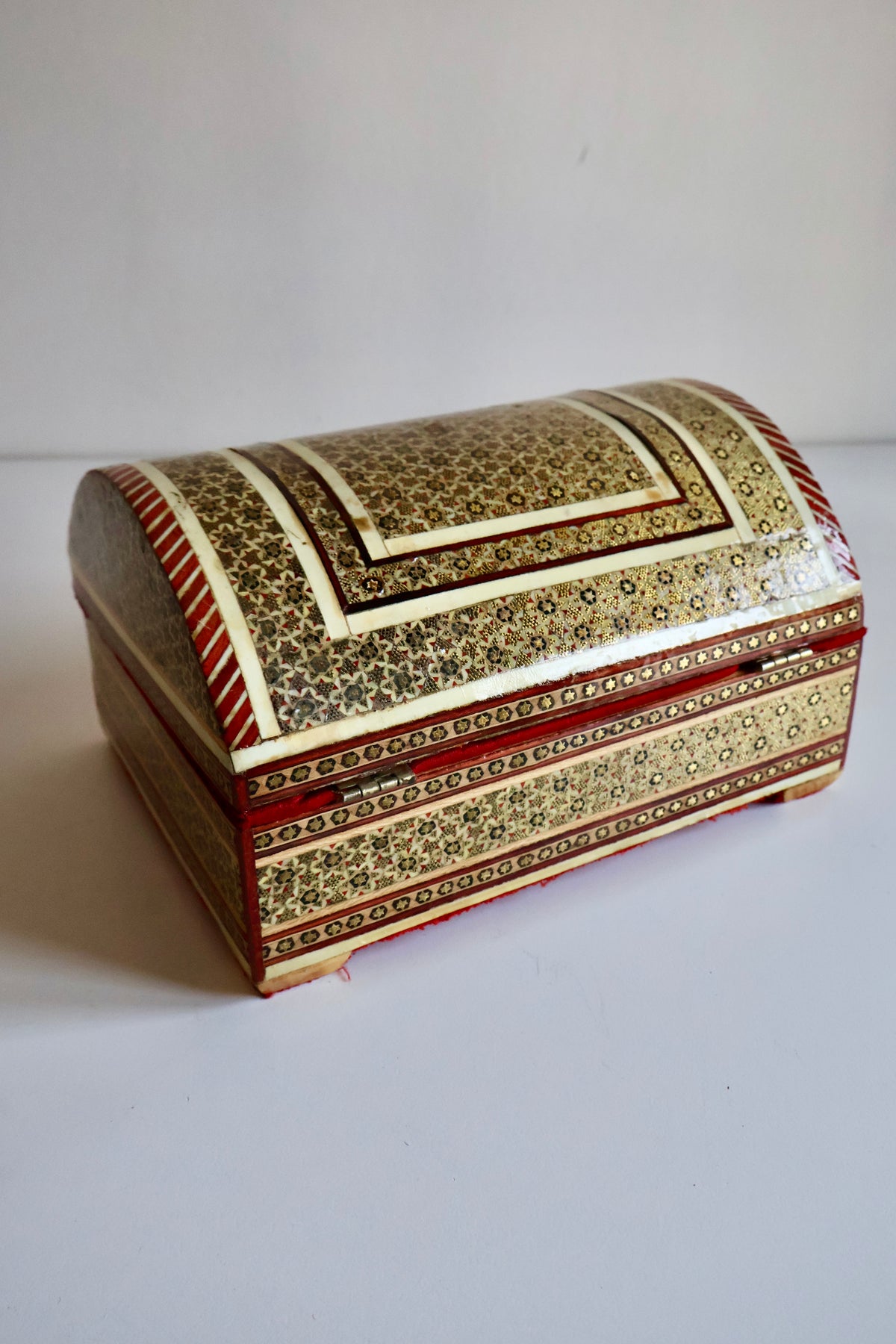 Vintage Persian Khatam Kari Domed Jewelry Box