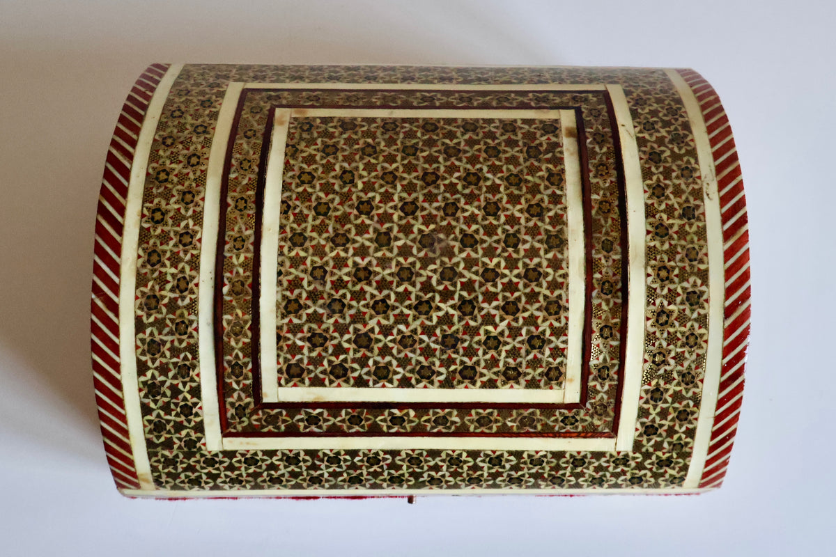 Vintage Persian Khatam Kari Domed Jewelry Box