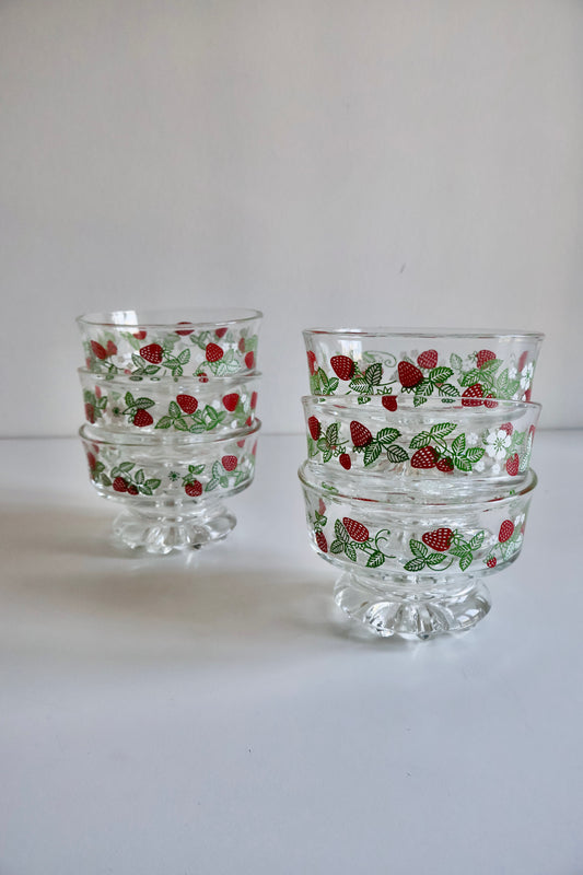 Vintage Taiwanese Strawberry Dessert Cups – Set of 6