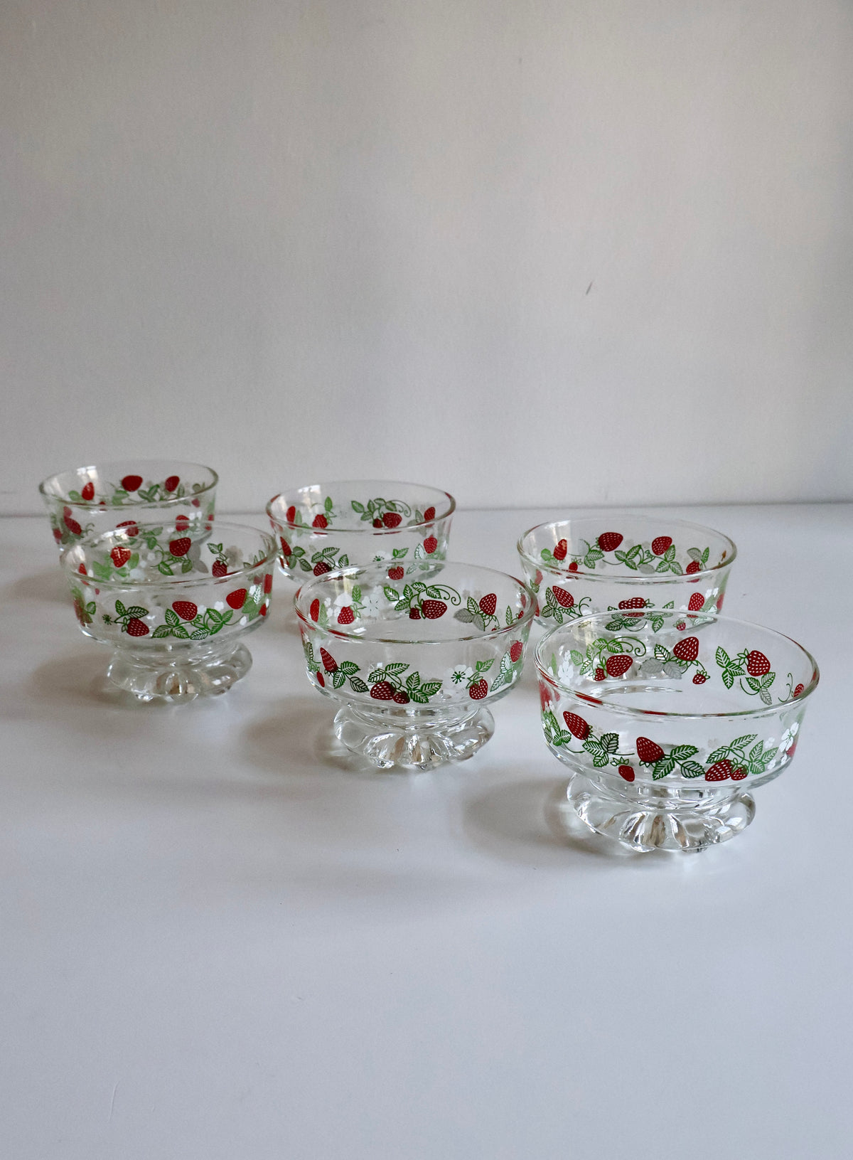 Vintage Taiwanese Strawberry Dessert Cups – Set of 6