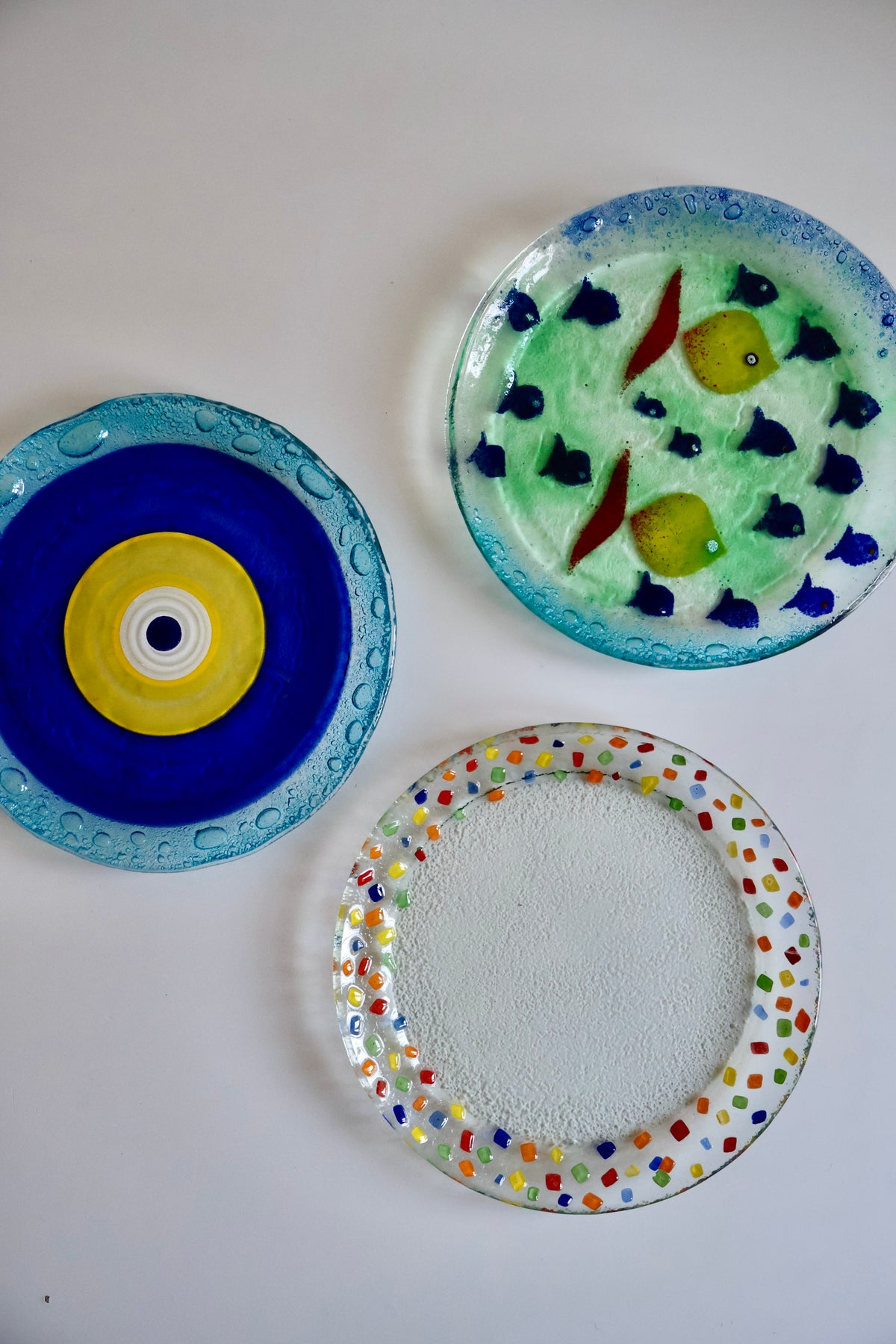 Handmade Fused Glass Art Plates – 24 cm
