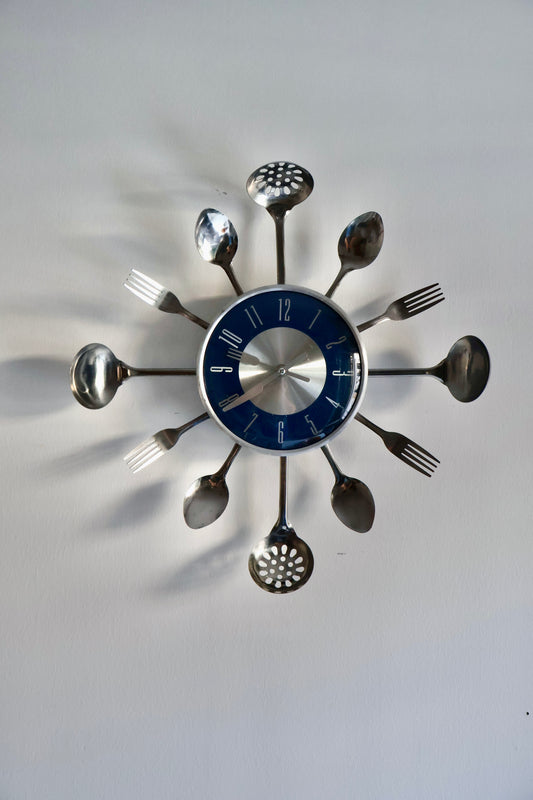 Retro Kitchen Utensil Wall Clock – 42 × 43 cm