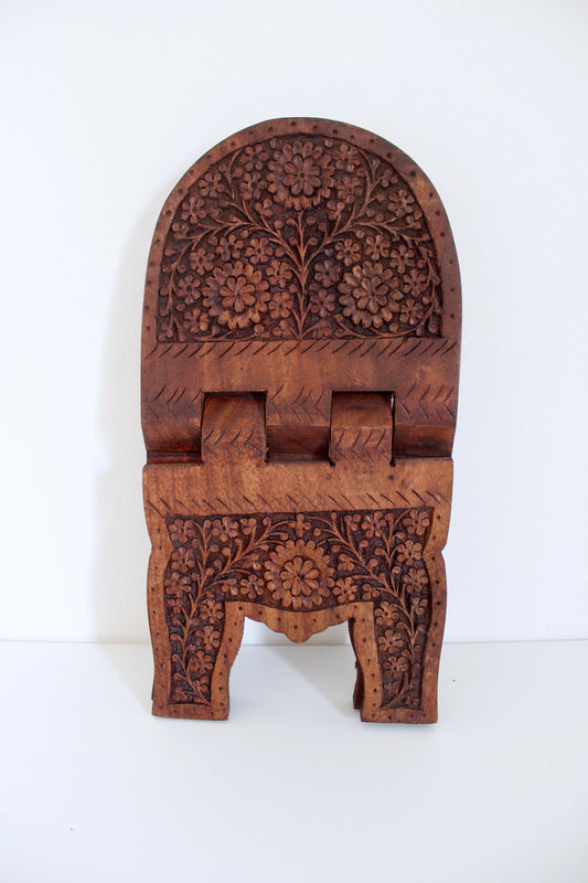 Vintage Indian Finely Carved Rosewood Bookstand