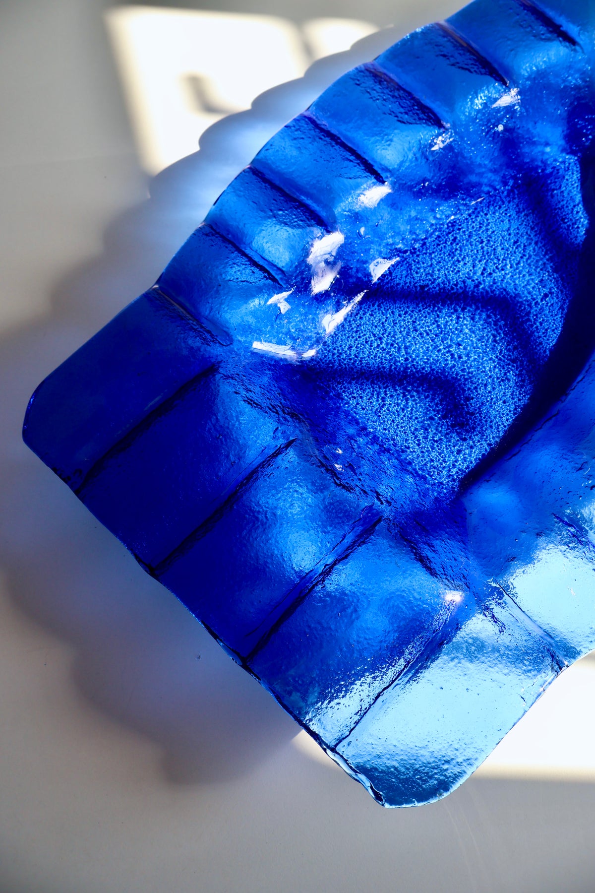 Large Vintage Cobalt Blue Art Glass Leaf Platter – 84 cm