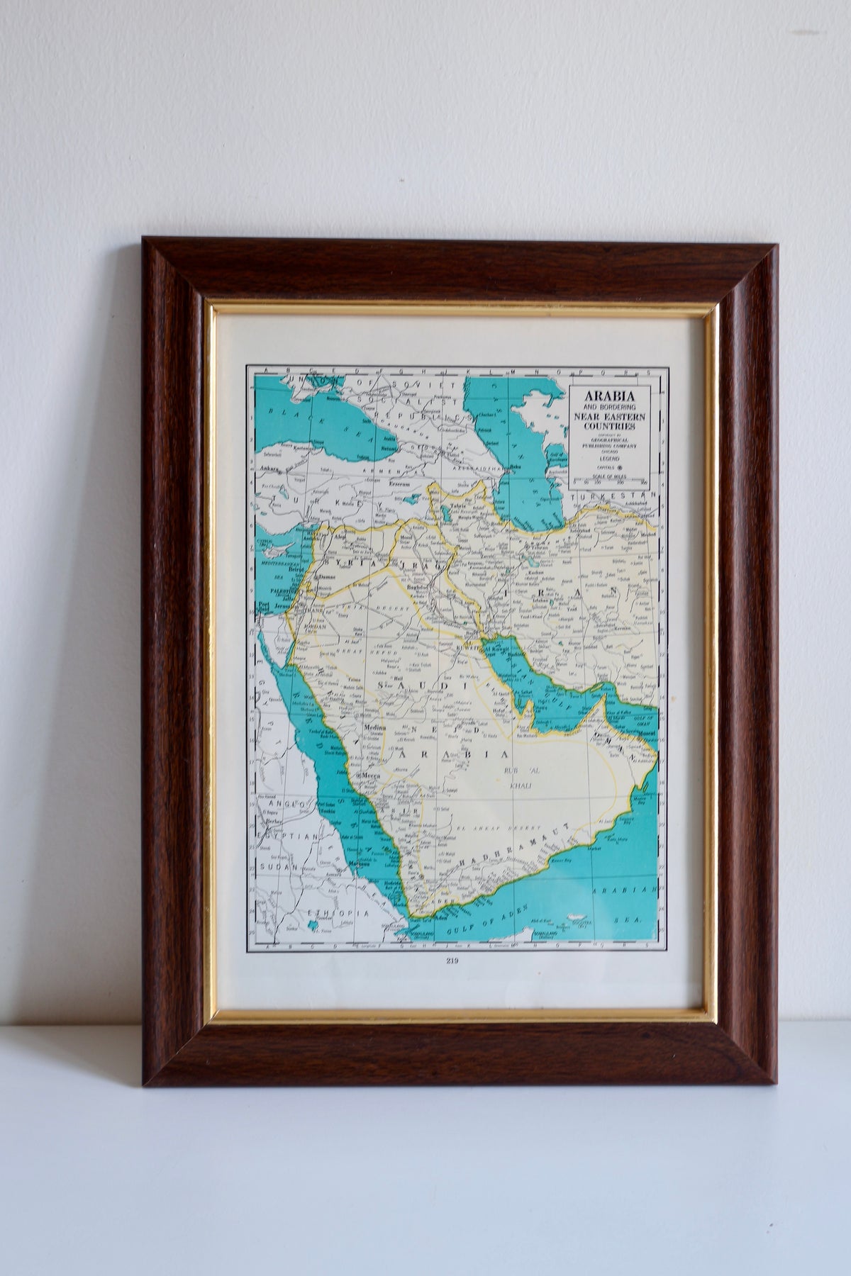Vintage Framed Map of Arabia & the Near East – 2003 Frame