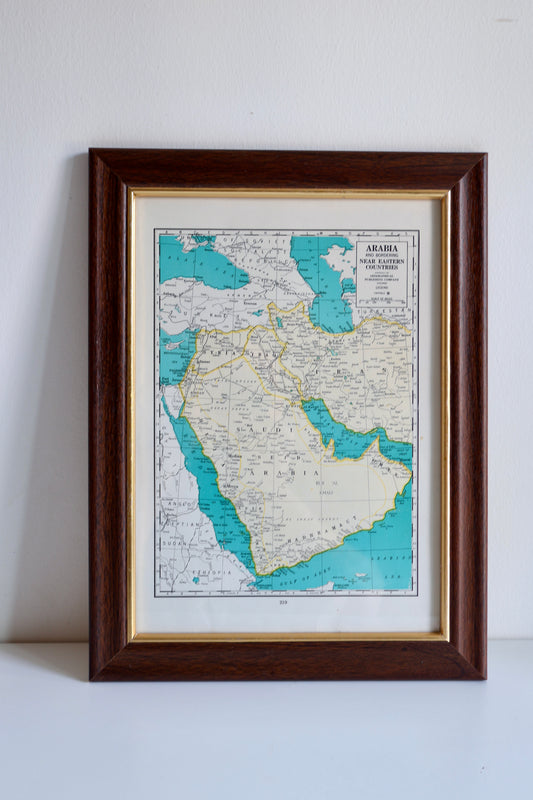 Vintage Framed Map of Arabia & the Near East – 2003 Frame