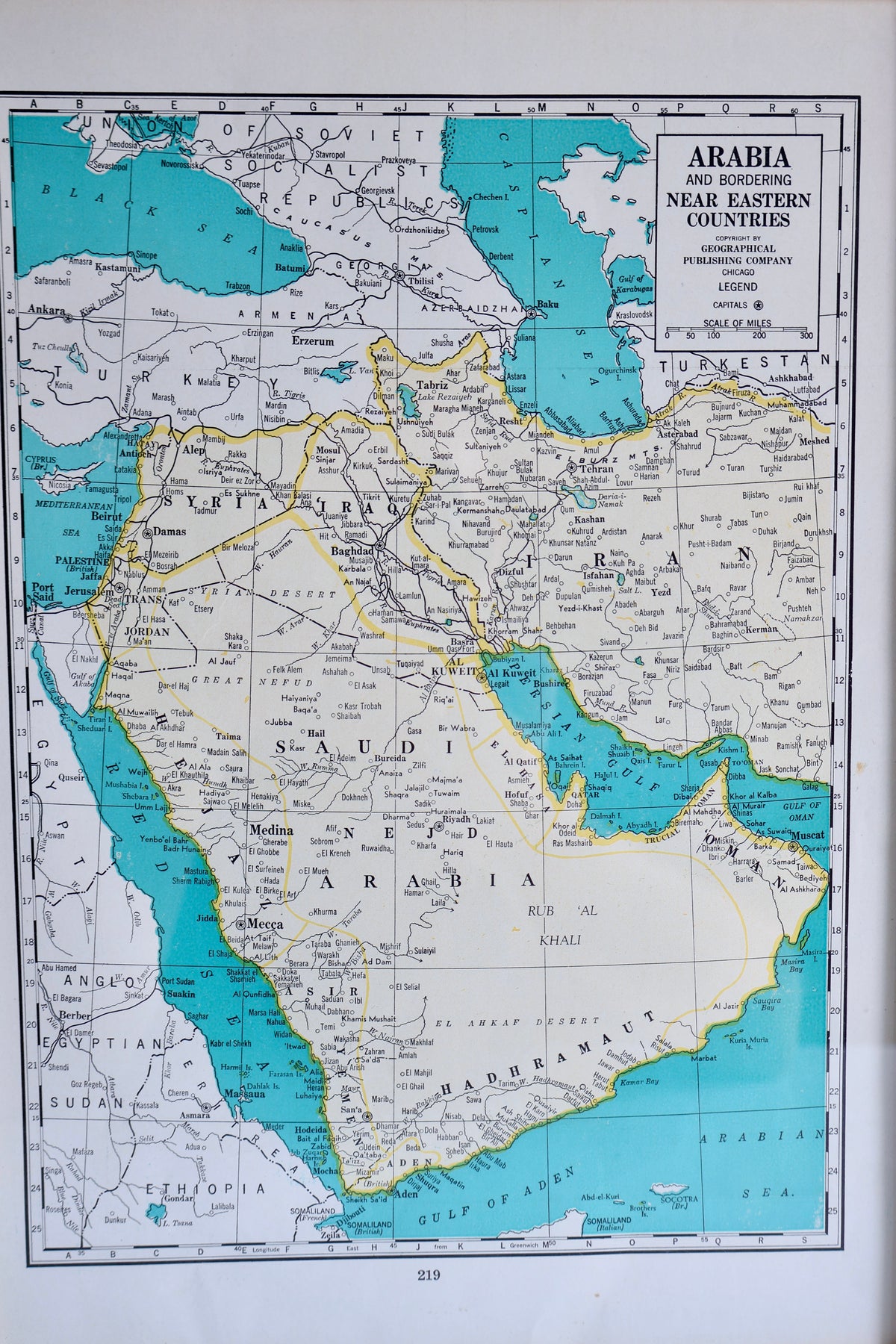 Vintage Framed Map of Arabia & the Near East – 2003 Frame