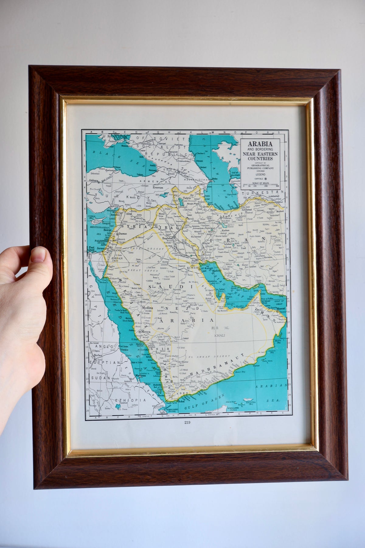 Vintage Framed Map of Arabia & the Near East – 2003 Frame