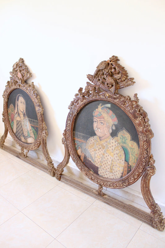 Pair of Exquisite 19th Century Indian Mughal Portraits