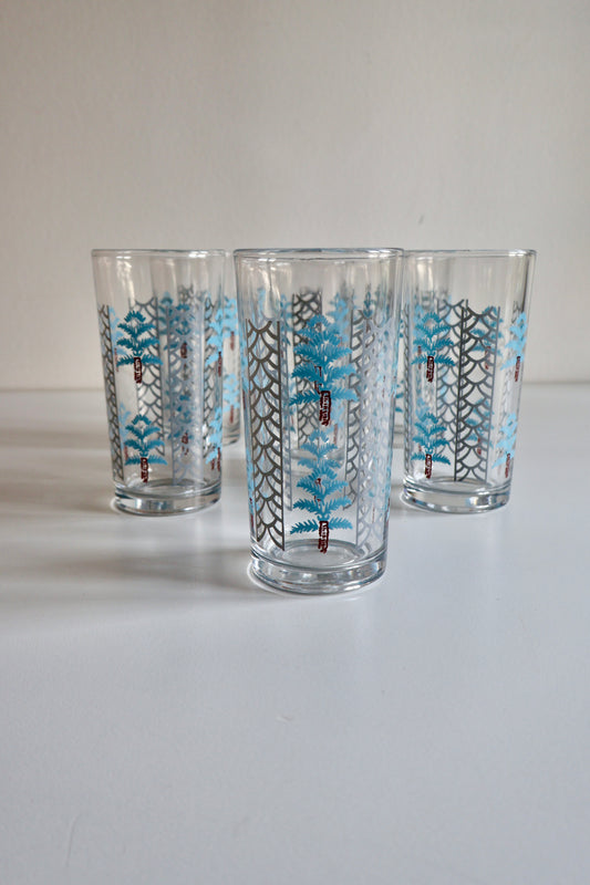 Set of 6 Vintage Palm Tree Glasses – 13 cm