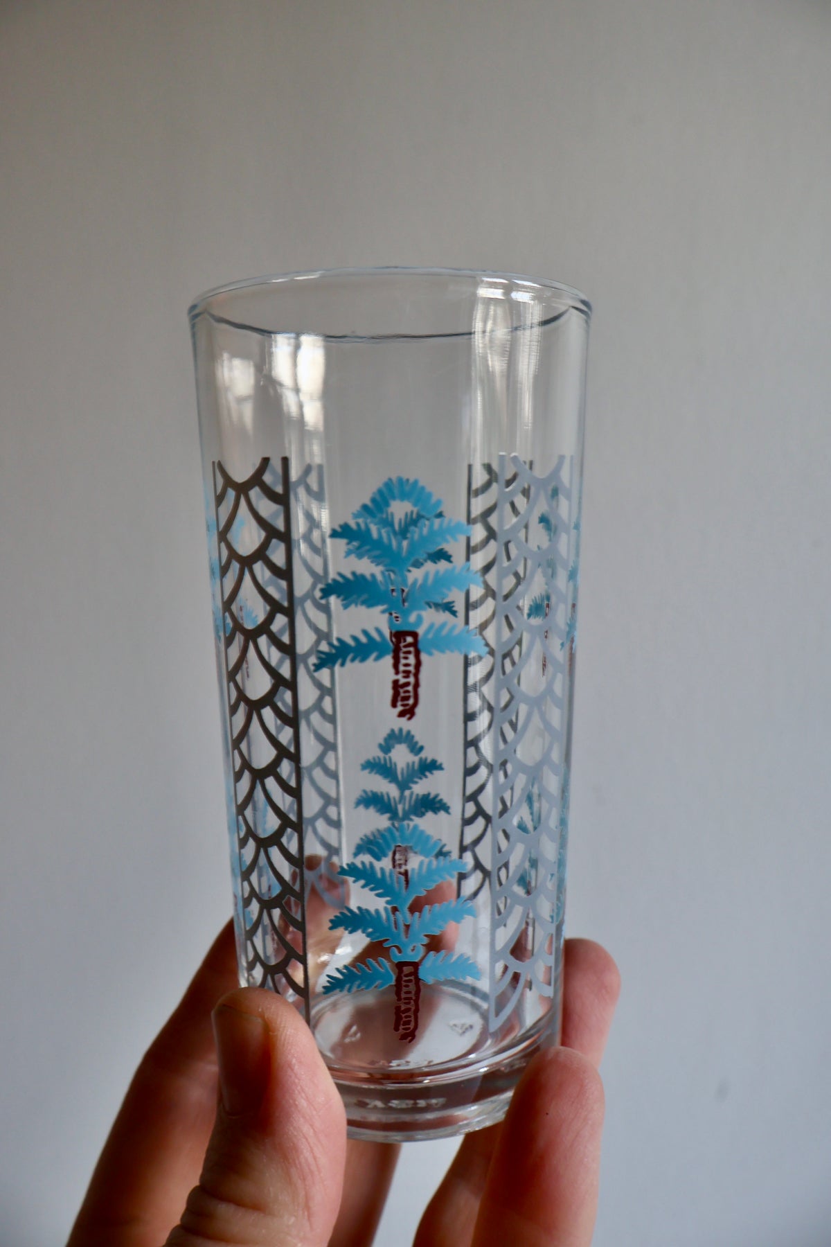 Set of 6 Vintage Palm Tree Glasses – 13 cm
