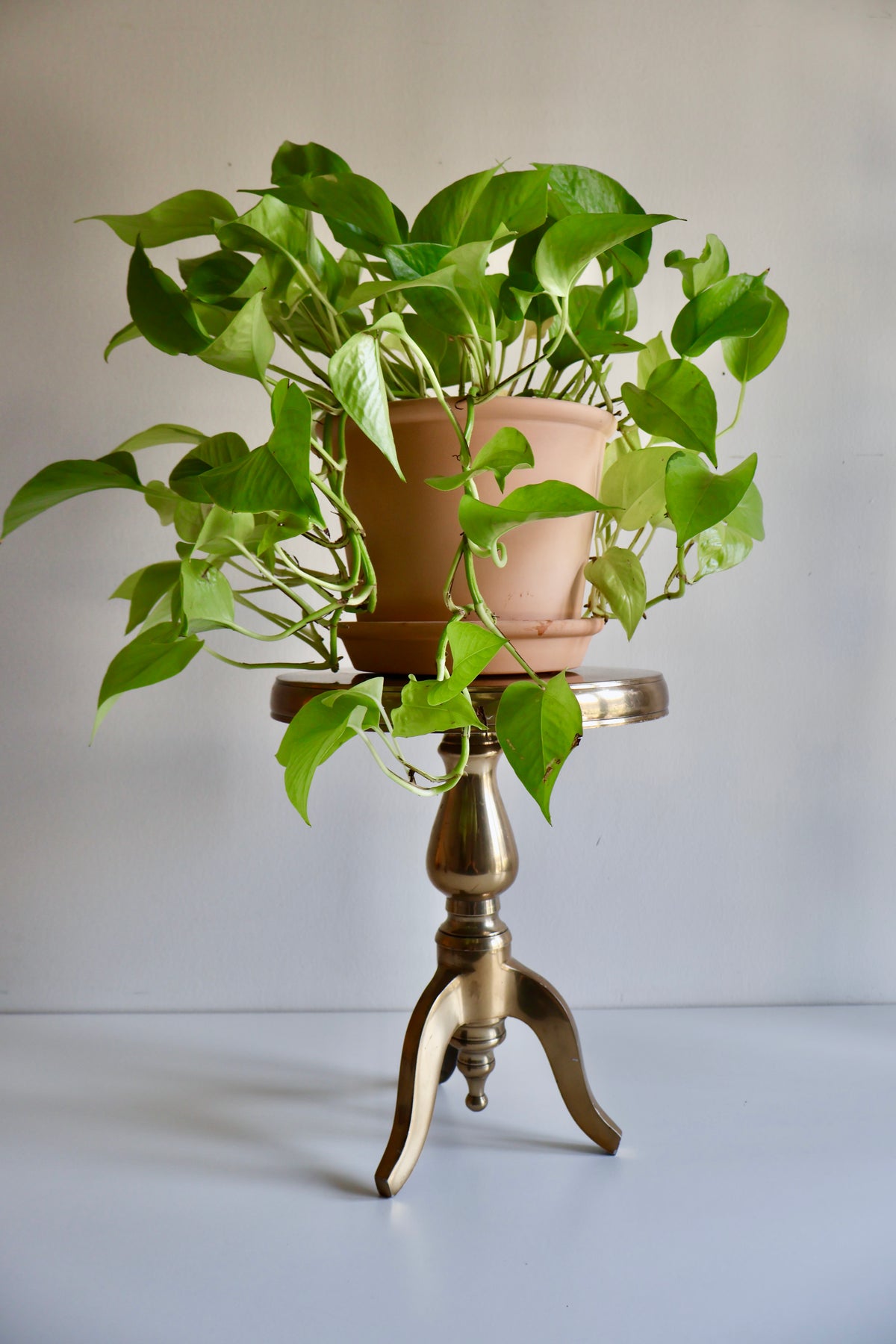 Vintage Brass-Plated Aluminum Plant Stand – 33 cm