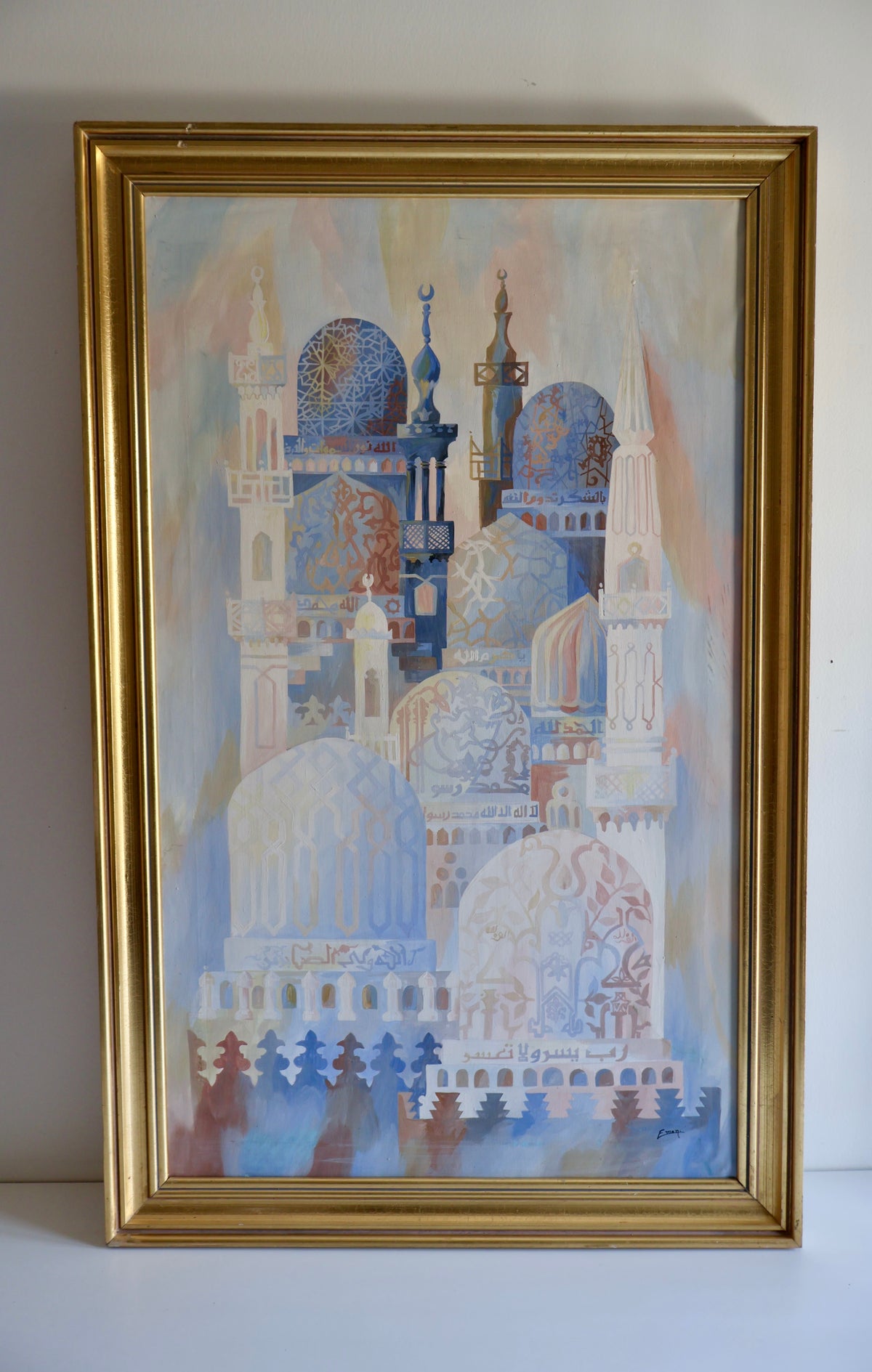 Vintage Signed Painting of Mosques and Minarets