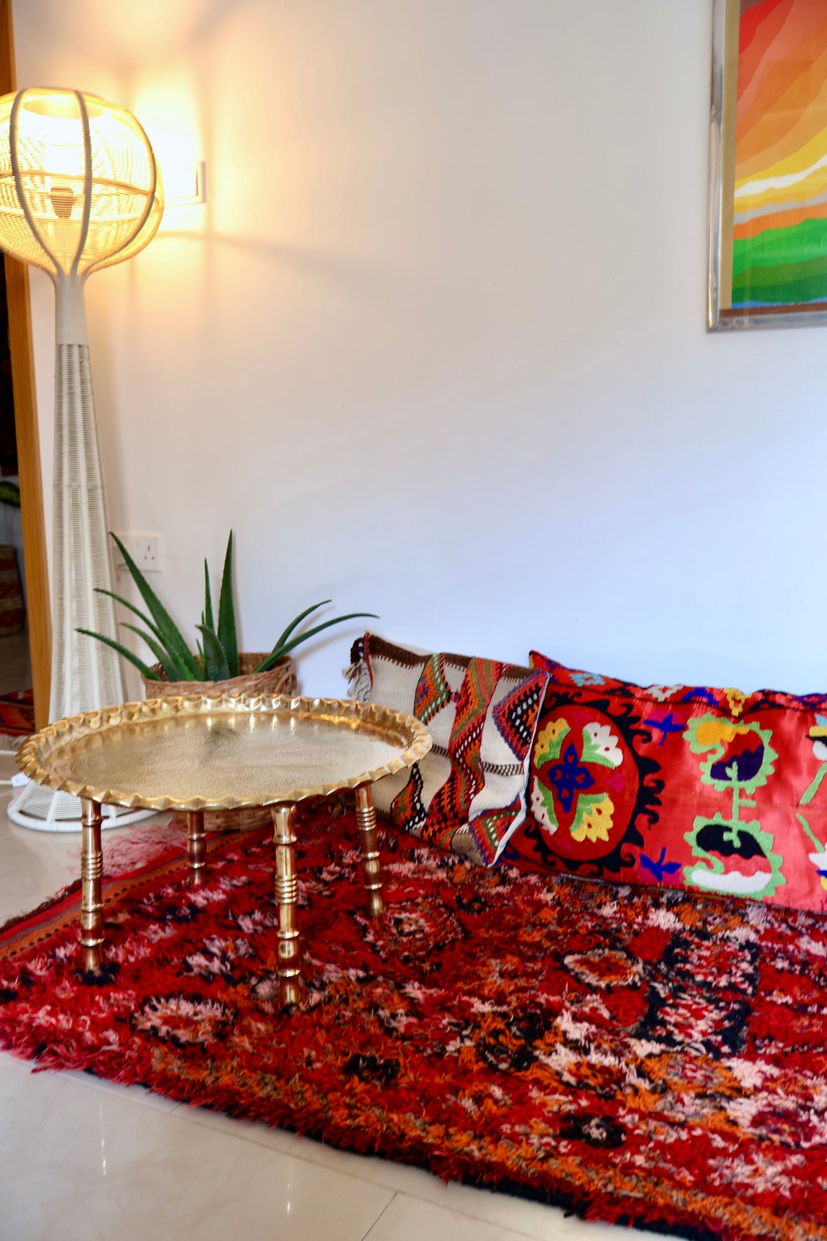 Vintage Engraved Brass Tray Table – 62 x 35cm