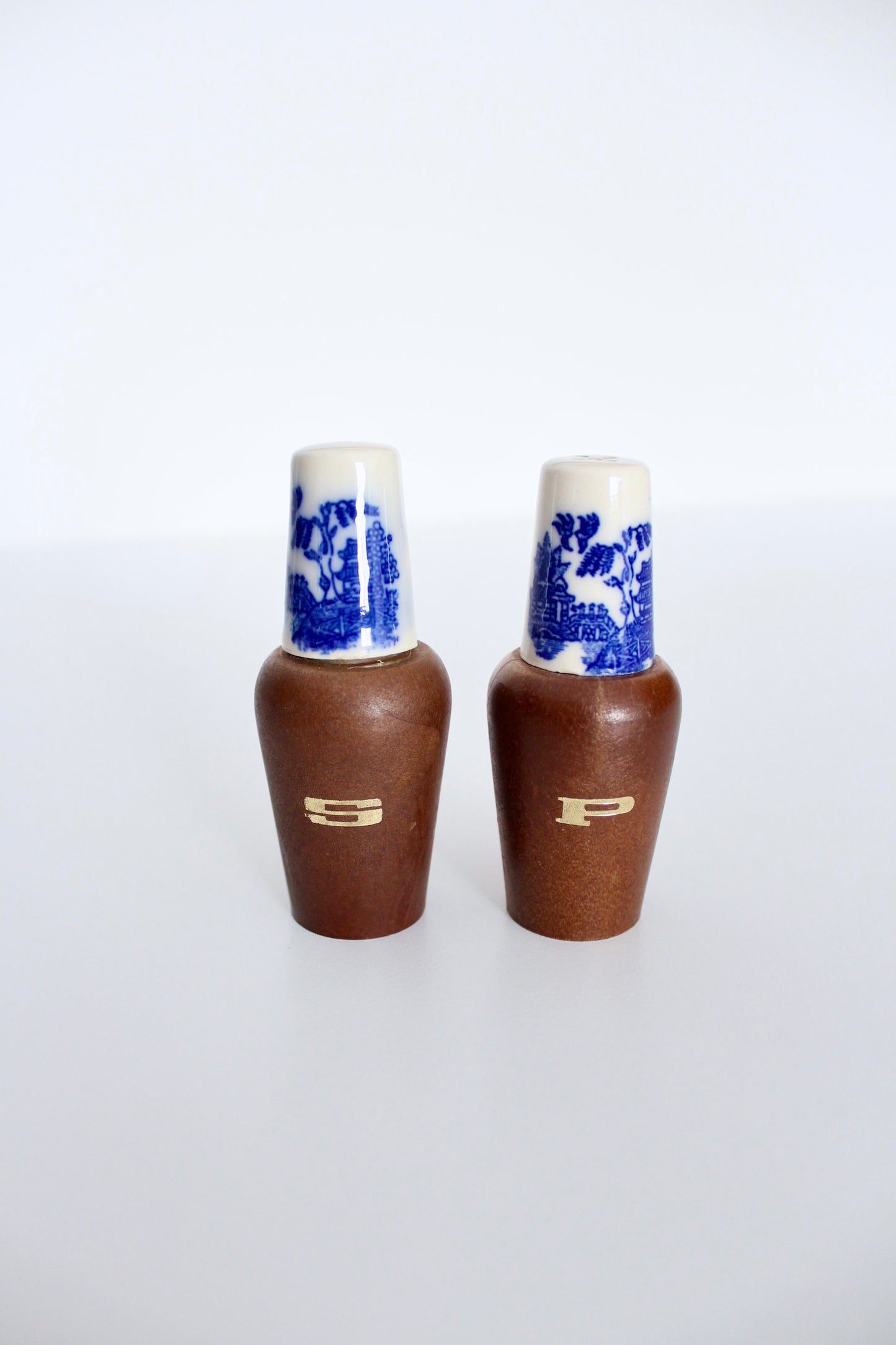 Mid Century Blue Willow Salt and Pepper Shakers