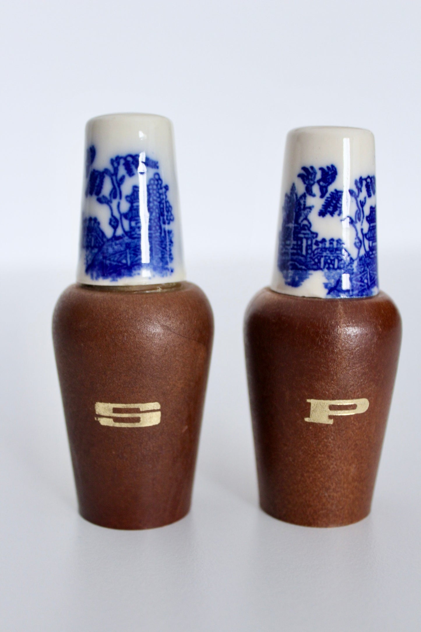 Mid Century Blue Willow Salt and Pepper Shakers