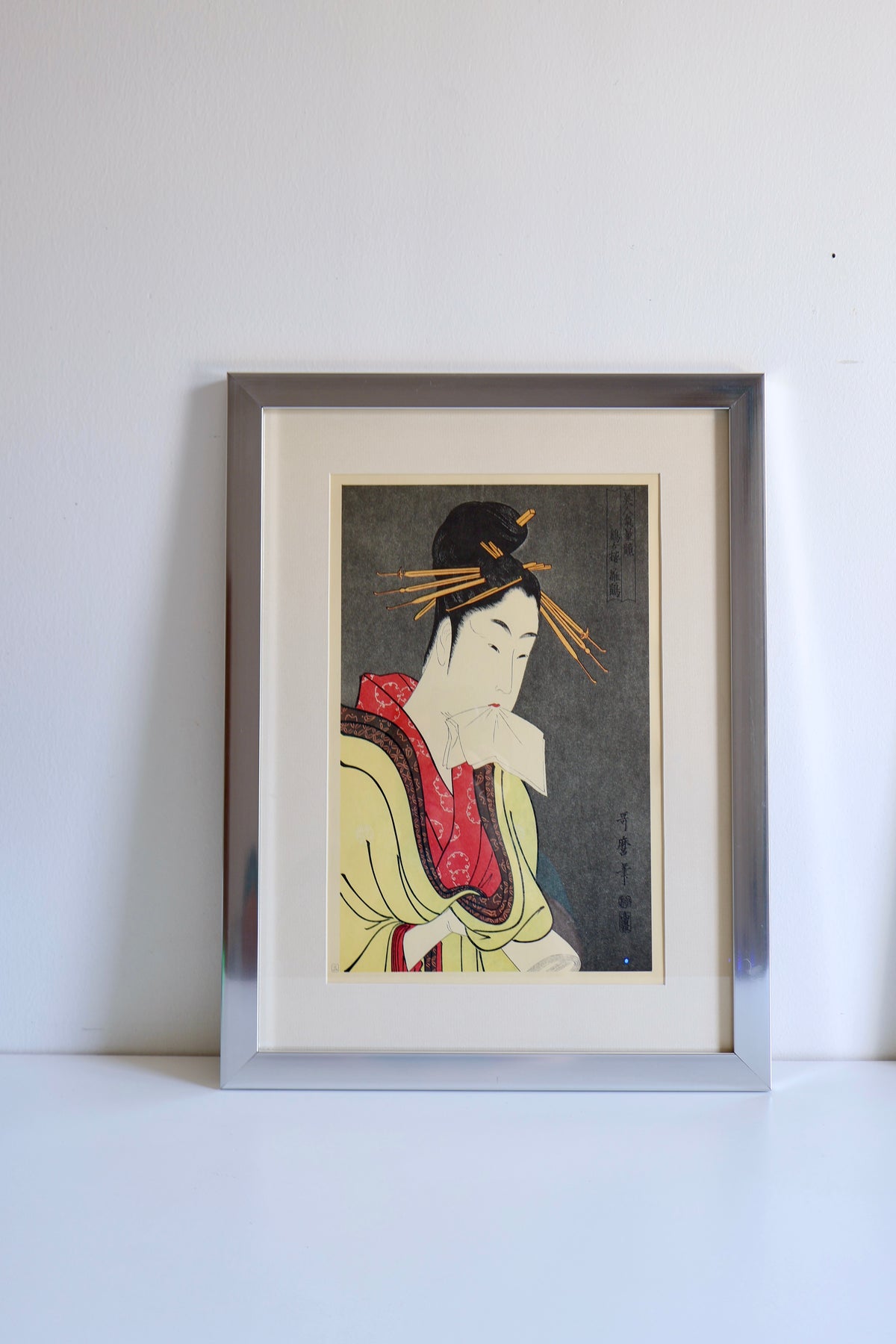 Vintage Japanese Kitagawa Utamaro “Hinazuru” Reproduction Print – Recently Framed – 38 x 50cm