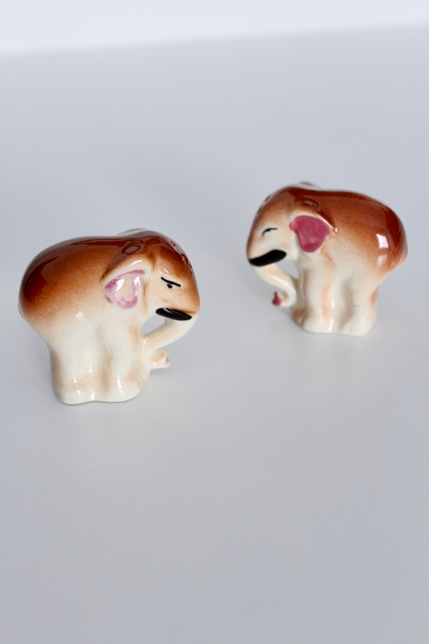 Vintage 1940s Salt and Pepper Porcelain Elephants