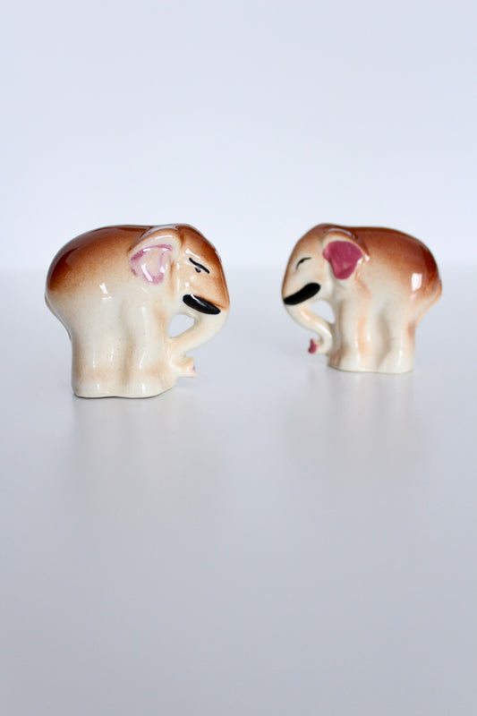 Vintage 1940s Salt and Pepper Porcelain Elephants