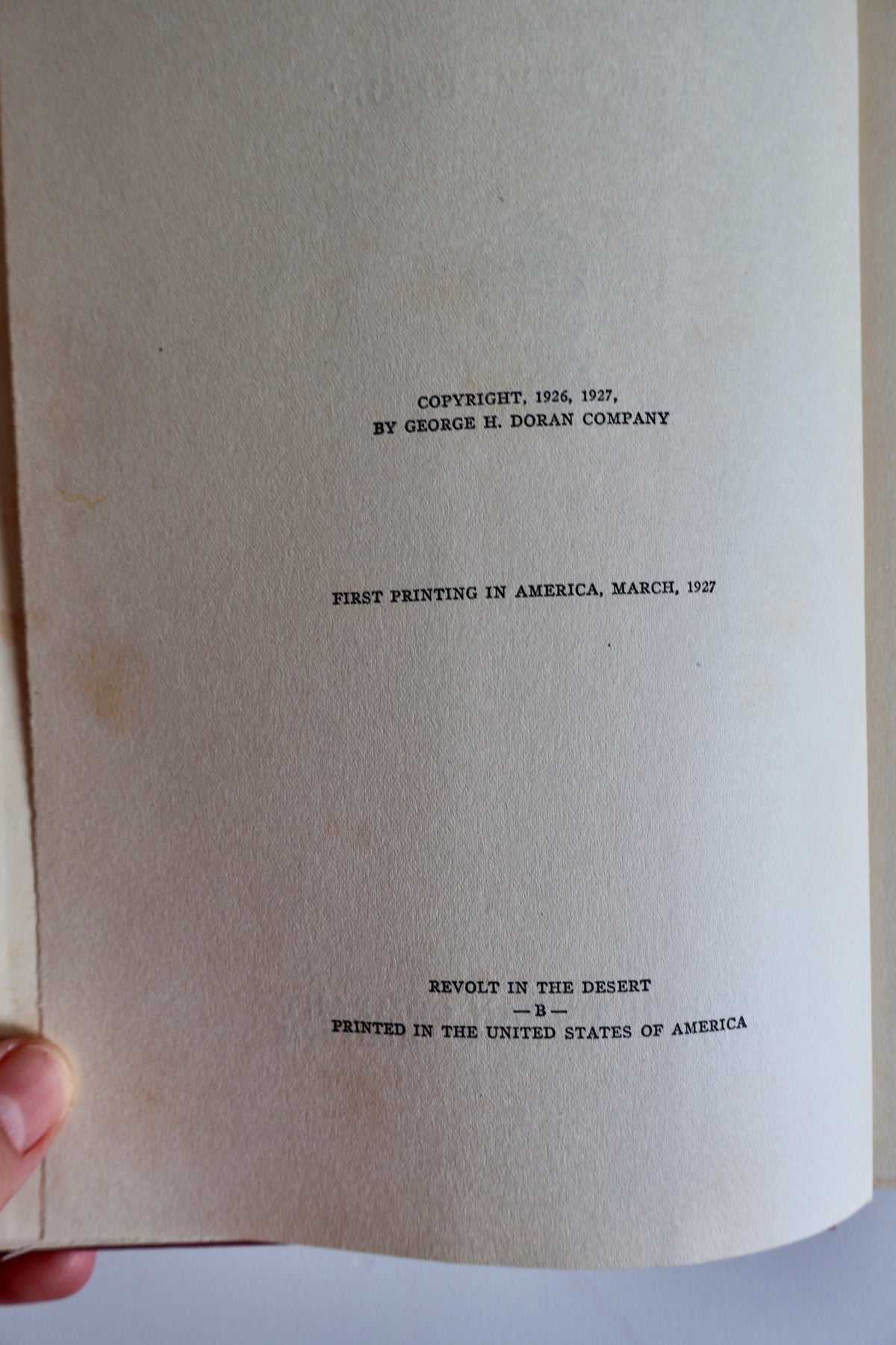1927 T. E. Lawrence Revolt in the Desert – First American Edition with Original Dust Jacket