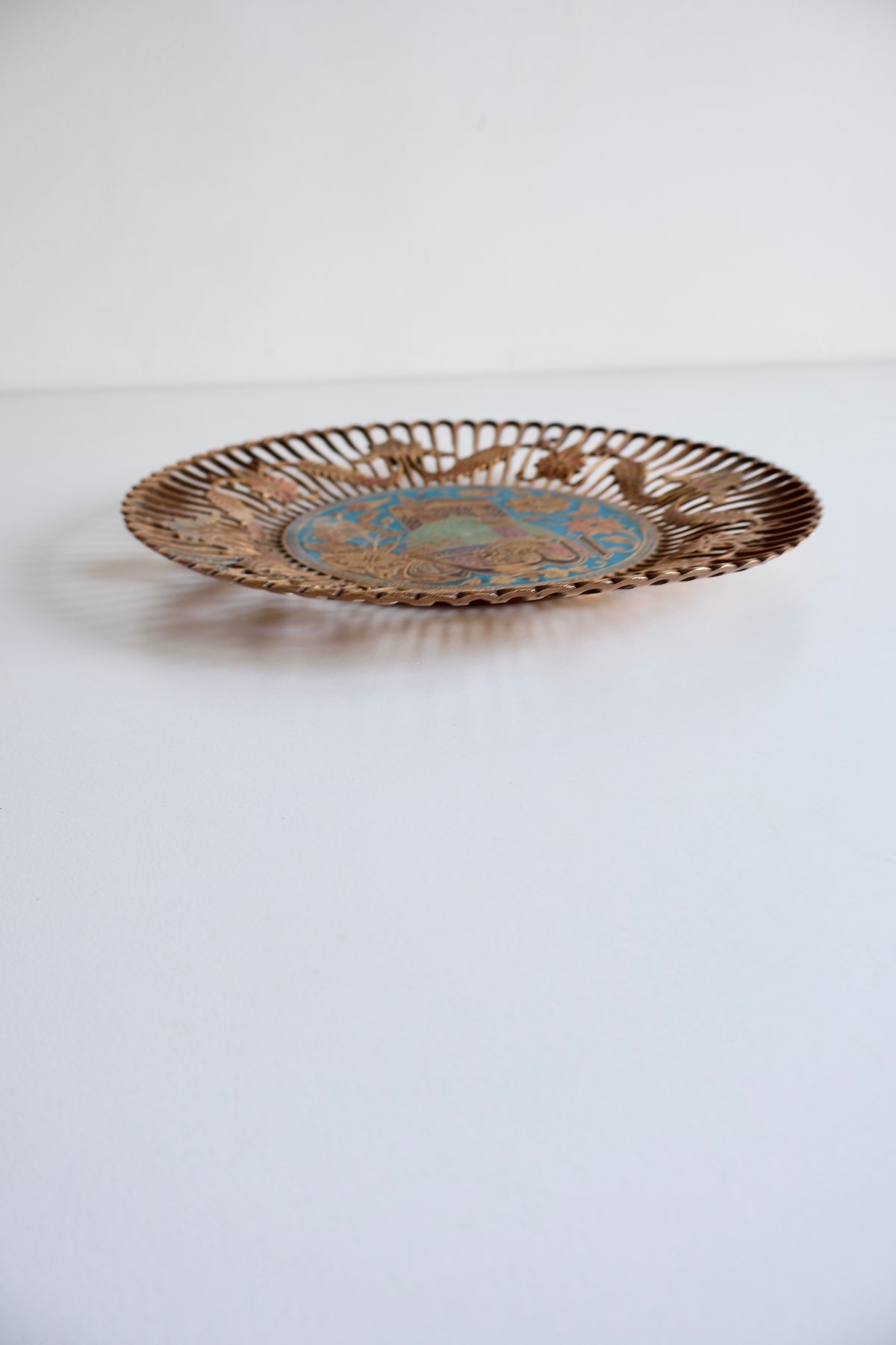 Vintage Brass Islamic Wall Plate – Mecca & Medina – 24 cm