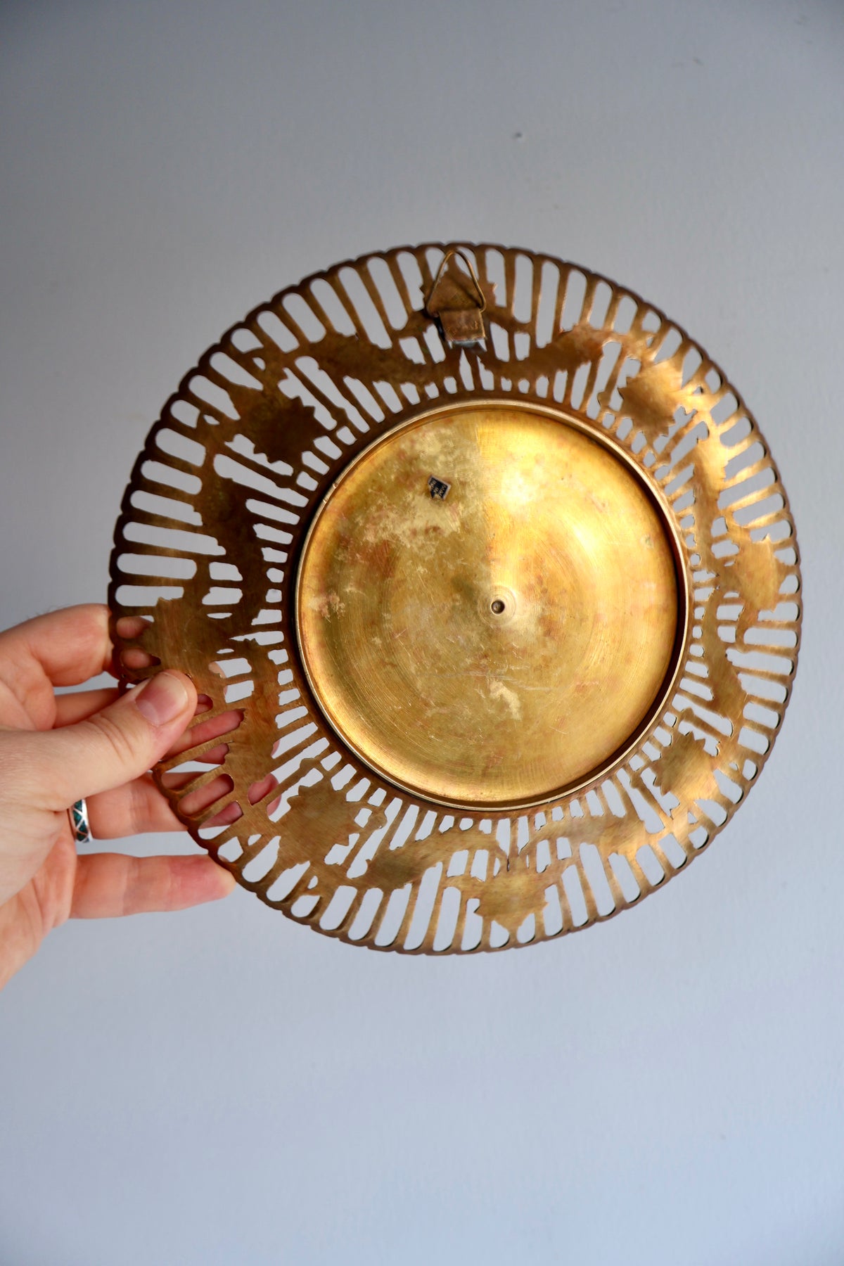 Vintage Brass Islamic Wall Plate – Mecca & Medina – 24 cm