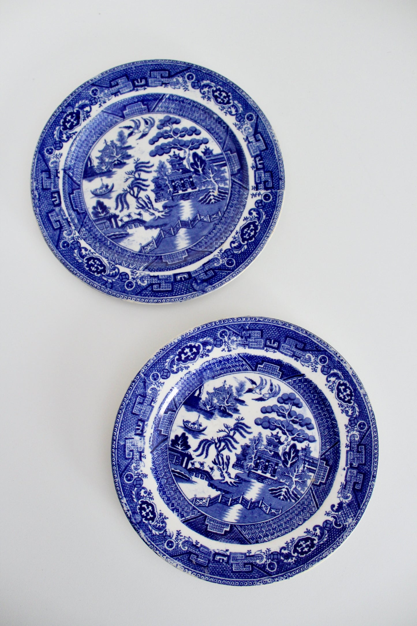 Charles Allerton & Sons 19th Century Blue Willow Transferware Plates