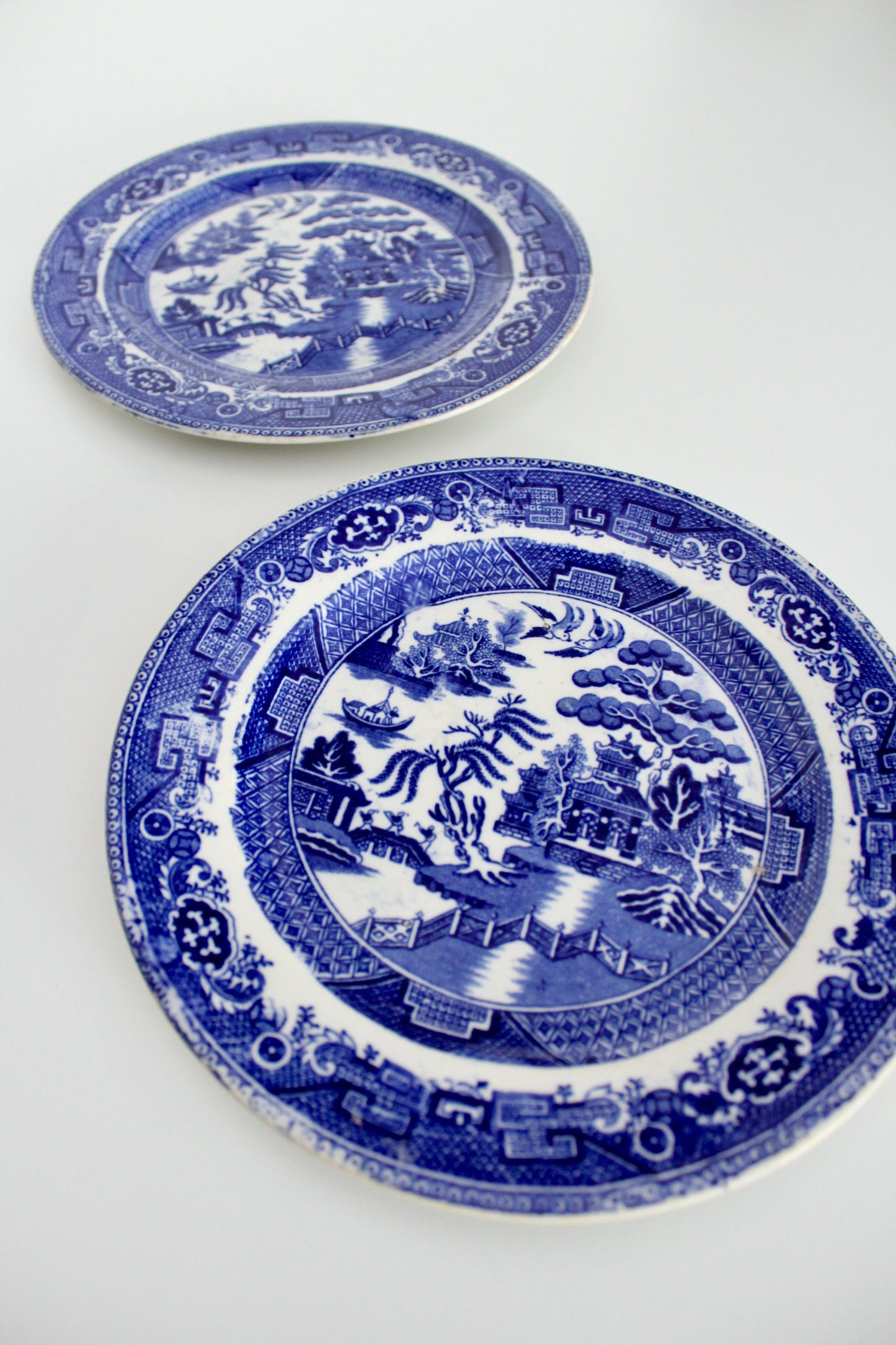 Charles Allerton & Sons 19th Century Blue Willow Transferware Plates