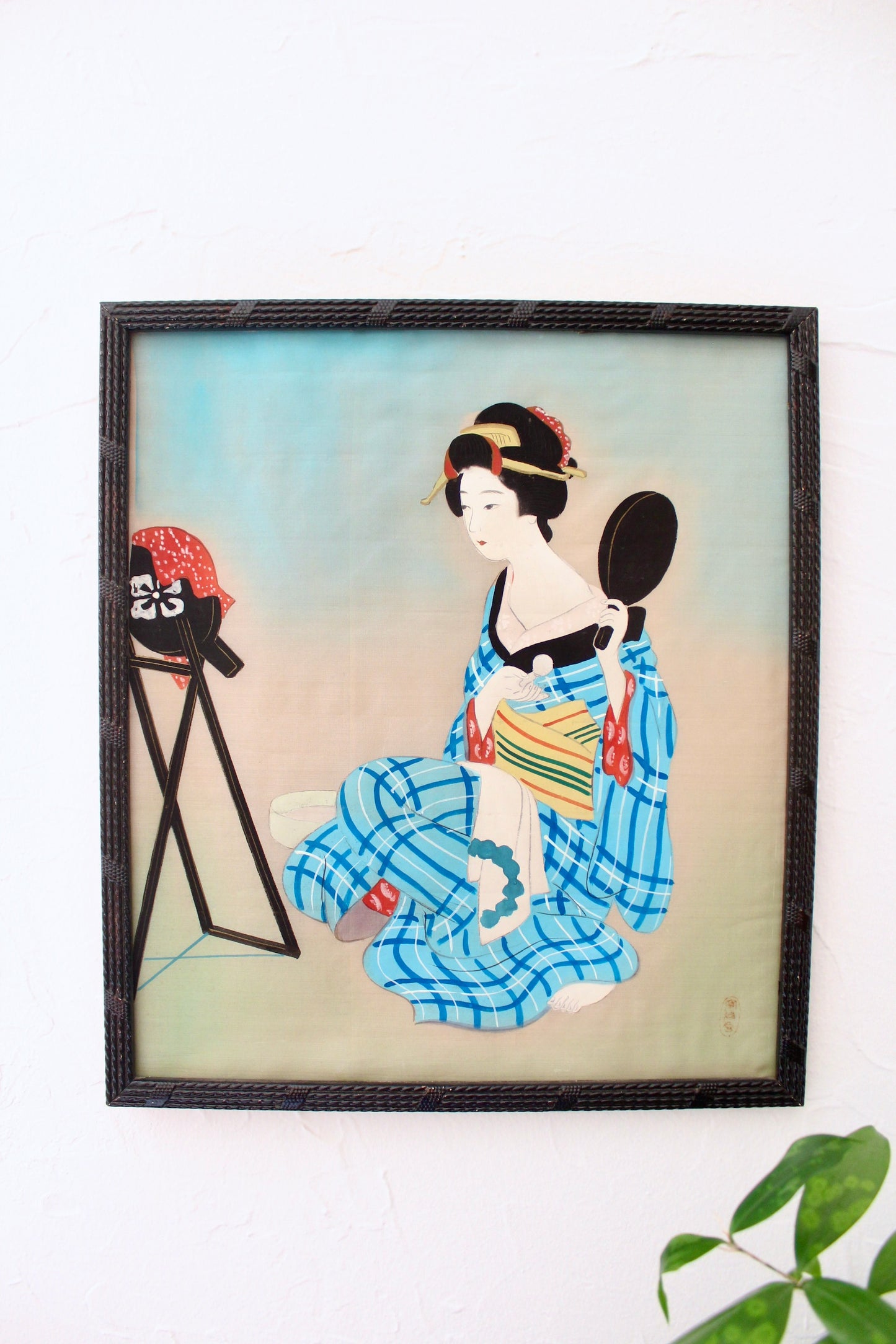 Vintage Japanese Geisha Silk Painting