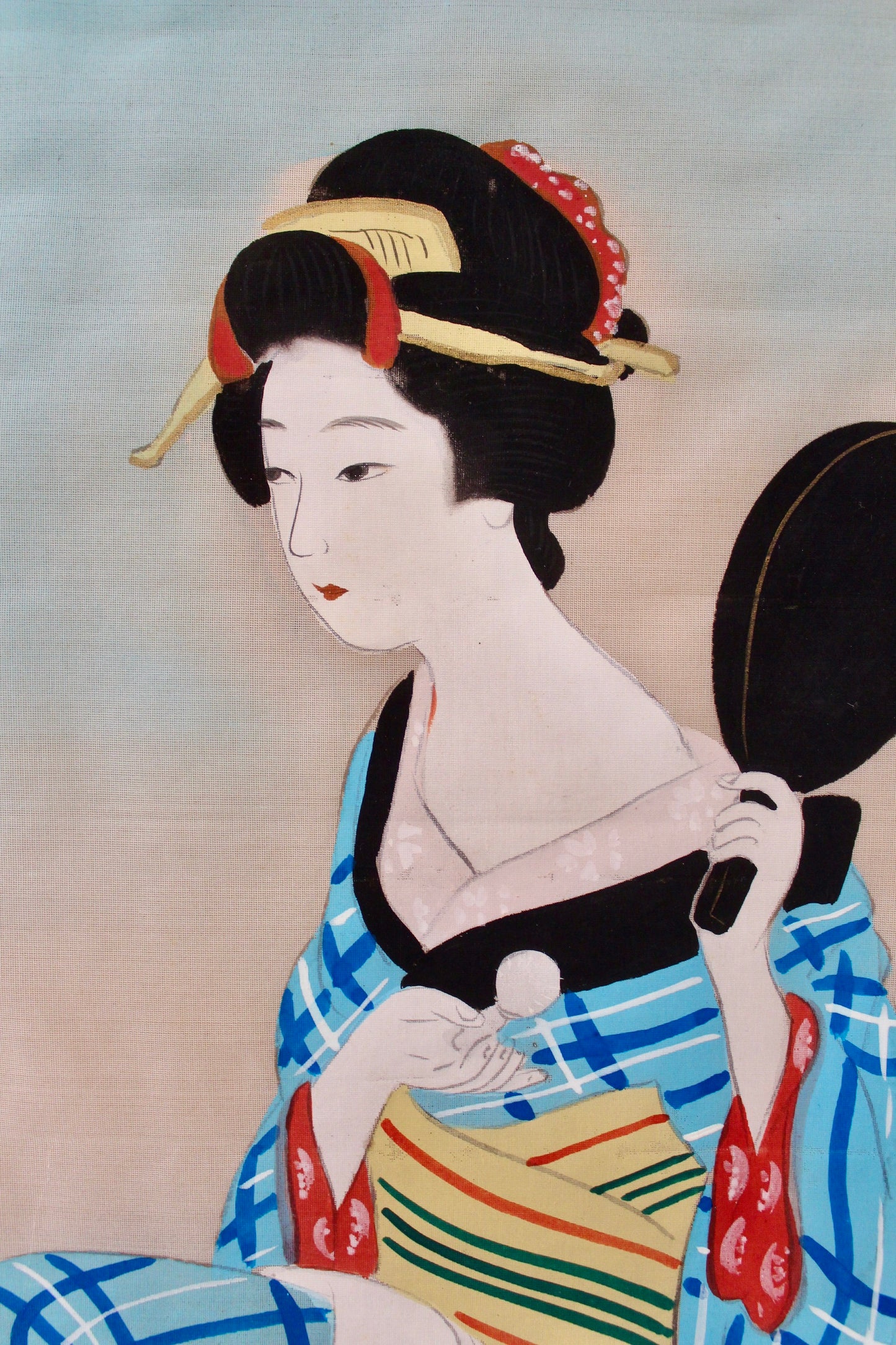 Vintage Japanese Geisha Silk Painting