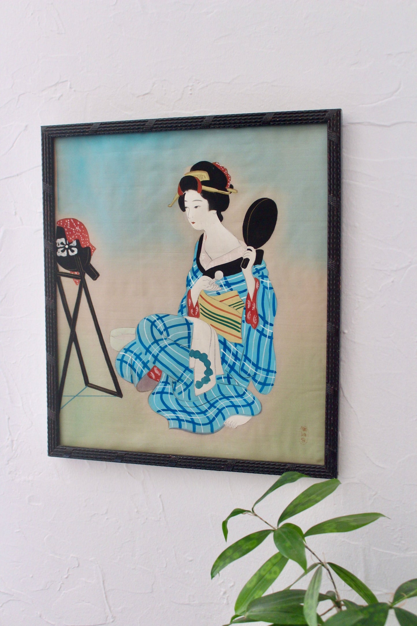 Vintage Japanese Geisha Silk Painting