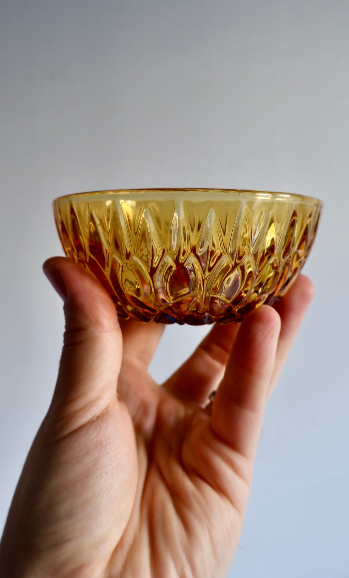 Vintage Amber Pressed Glass Dessert Bowls – Set of 2
