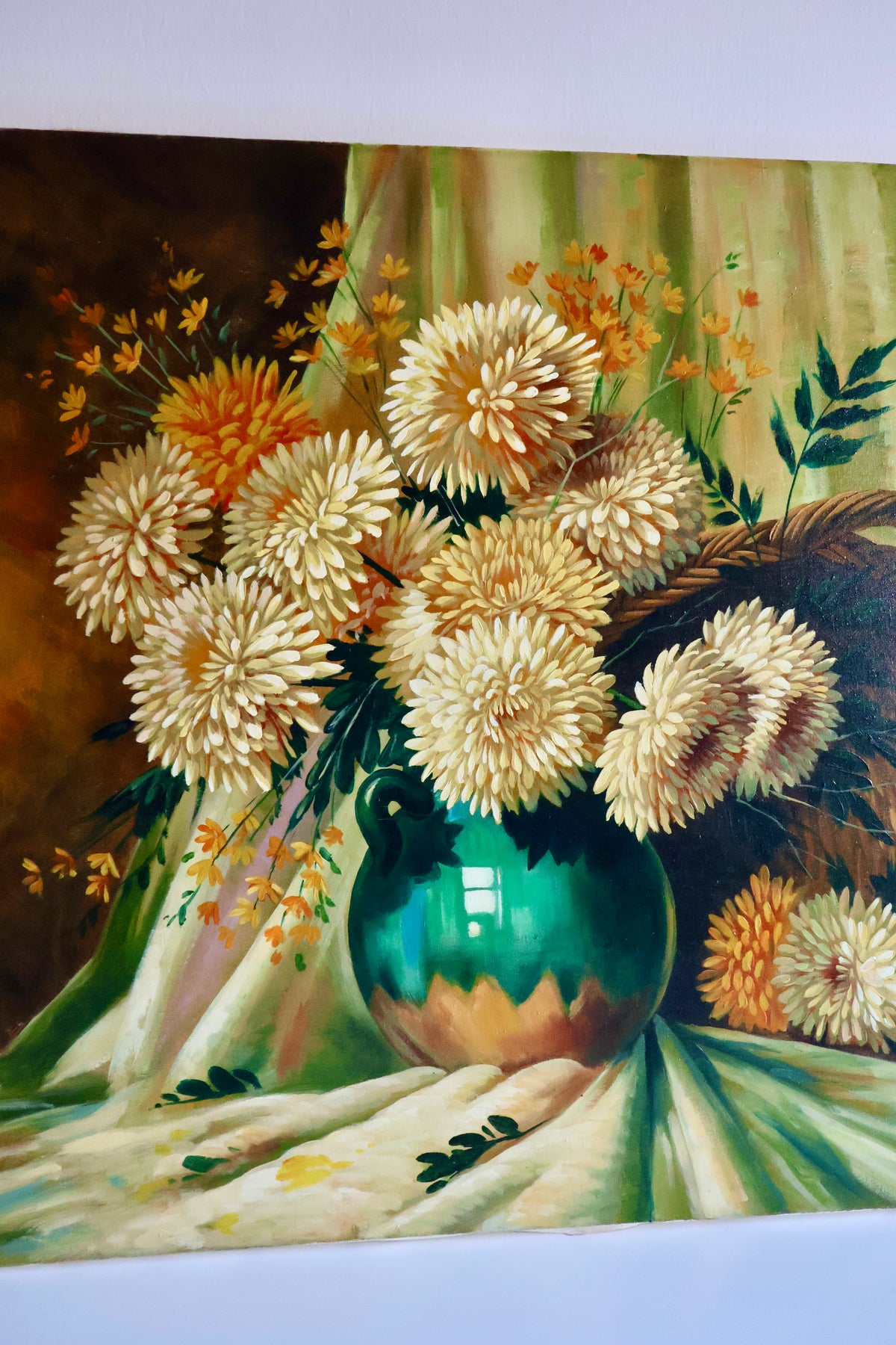 Vintage Hand-Painted Floral Still Life on Canvas – 60 × 80 cm